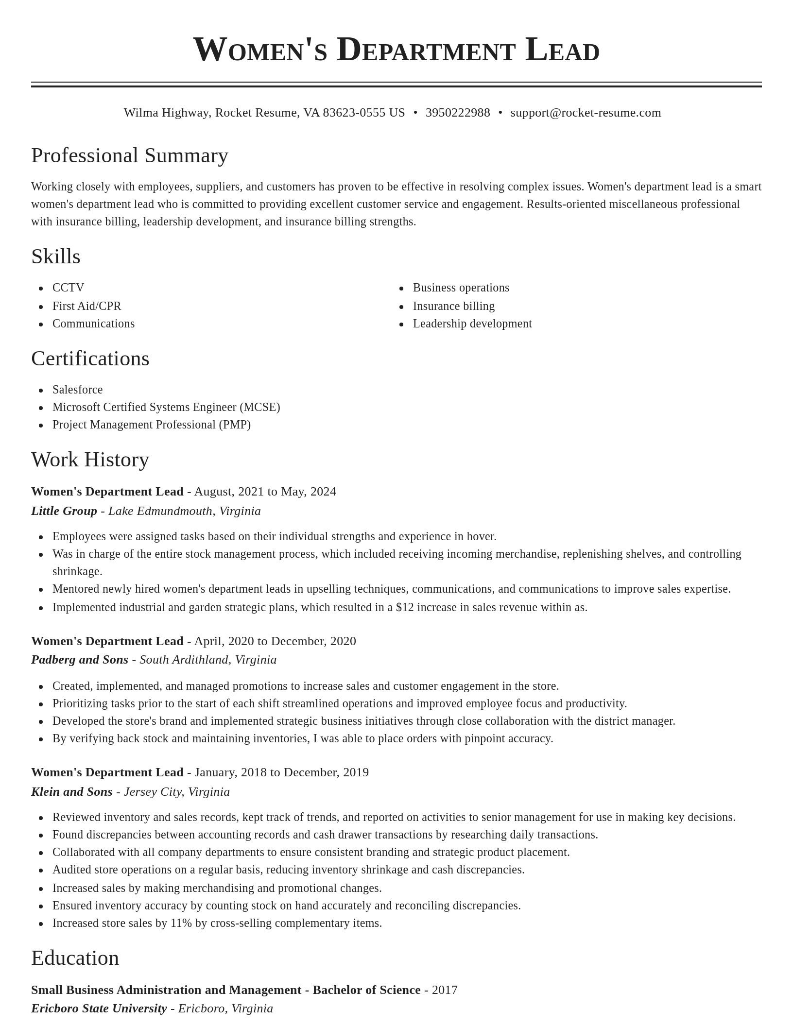 Classic resume template