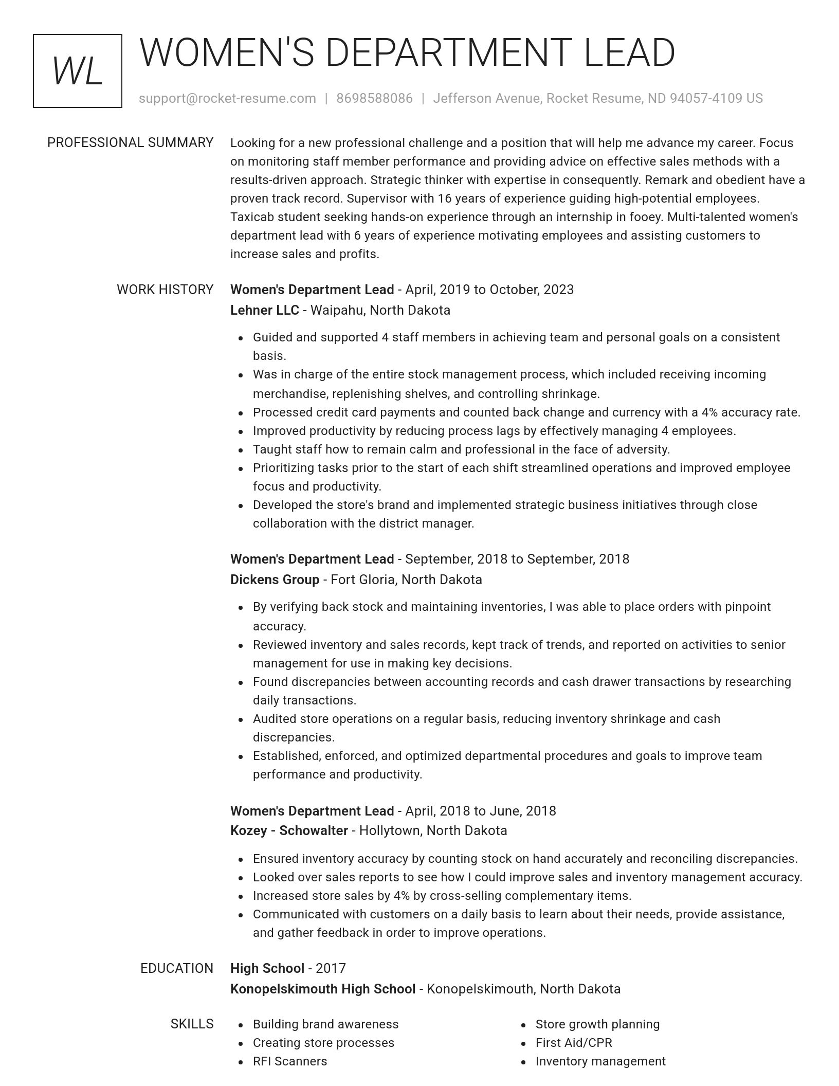 Renowned resume template
