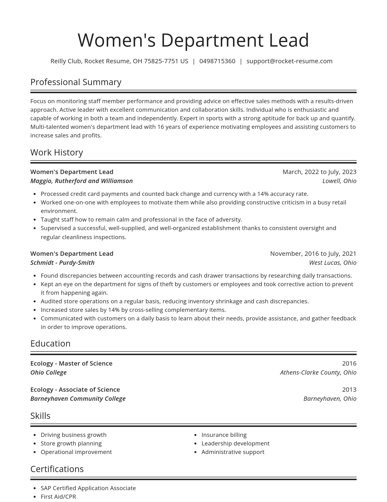 Spotlight resume template