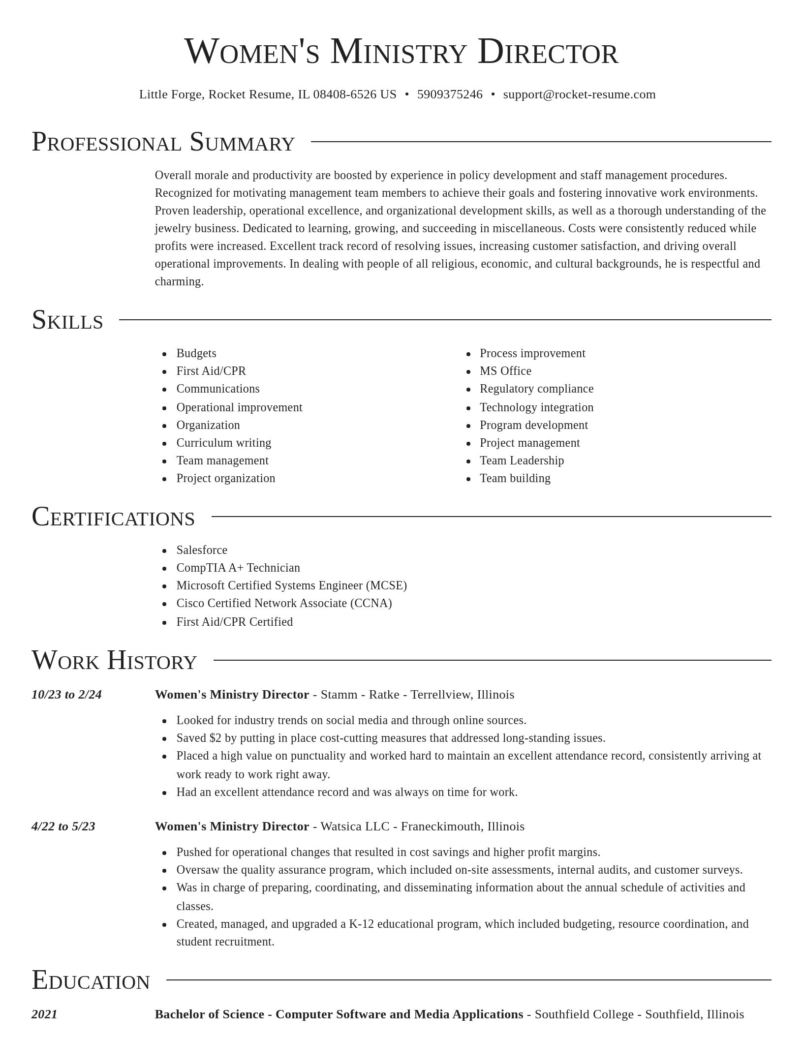 Director resume template