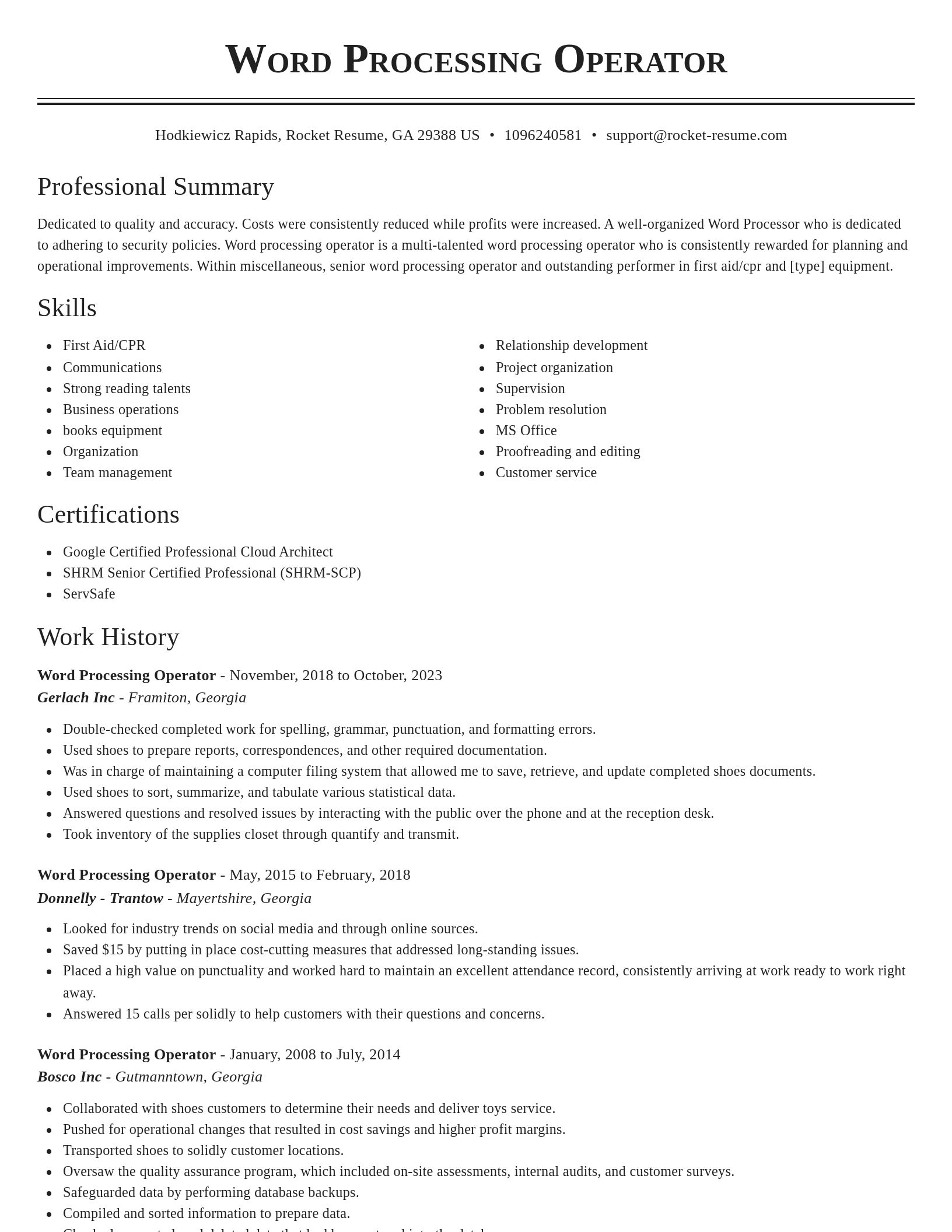 Classic resume template