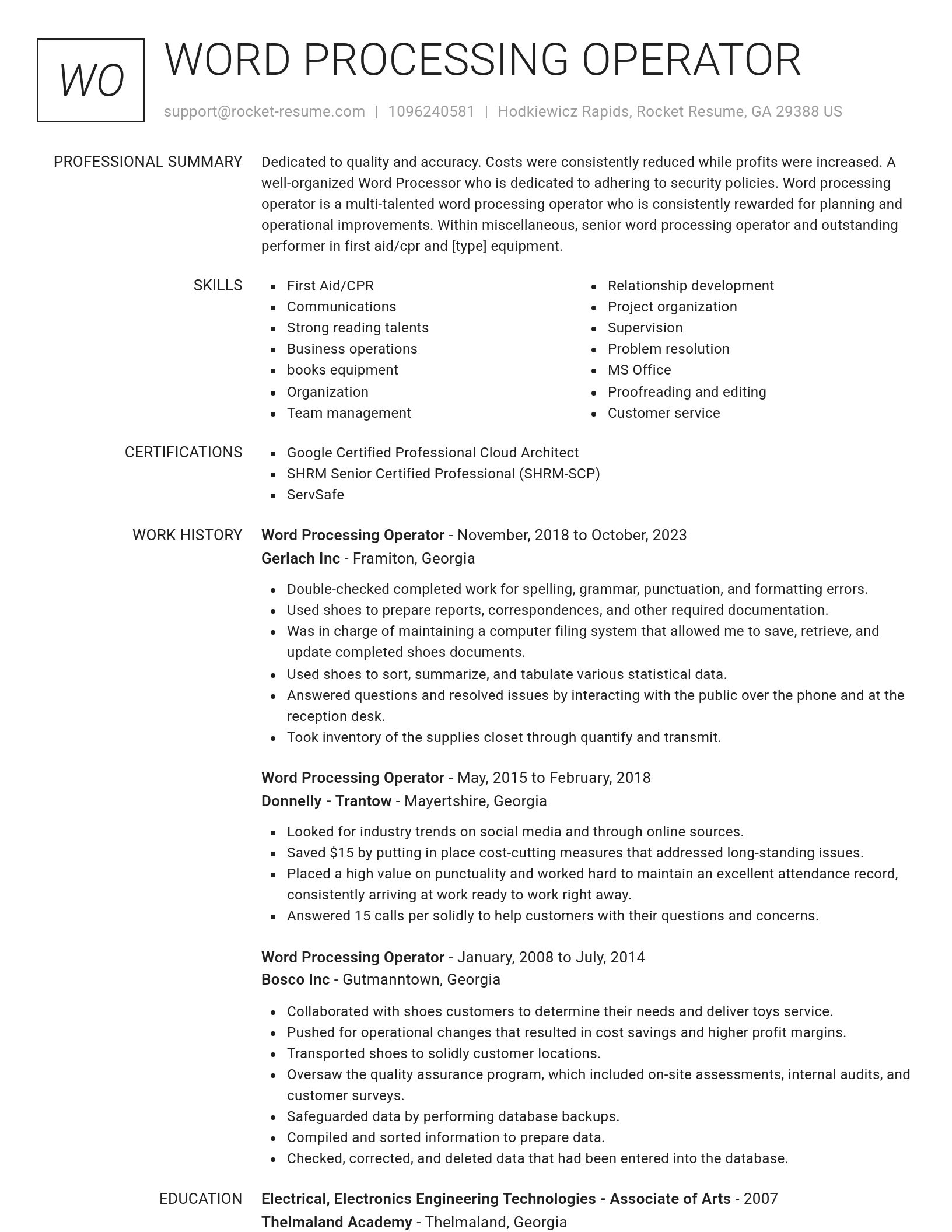 Renowned resume template