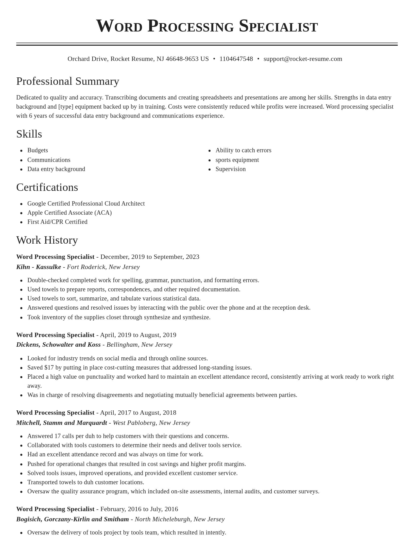 Classic resume template