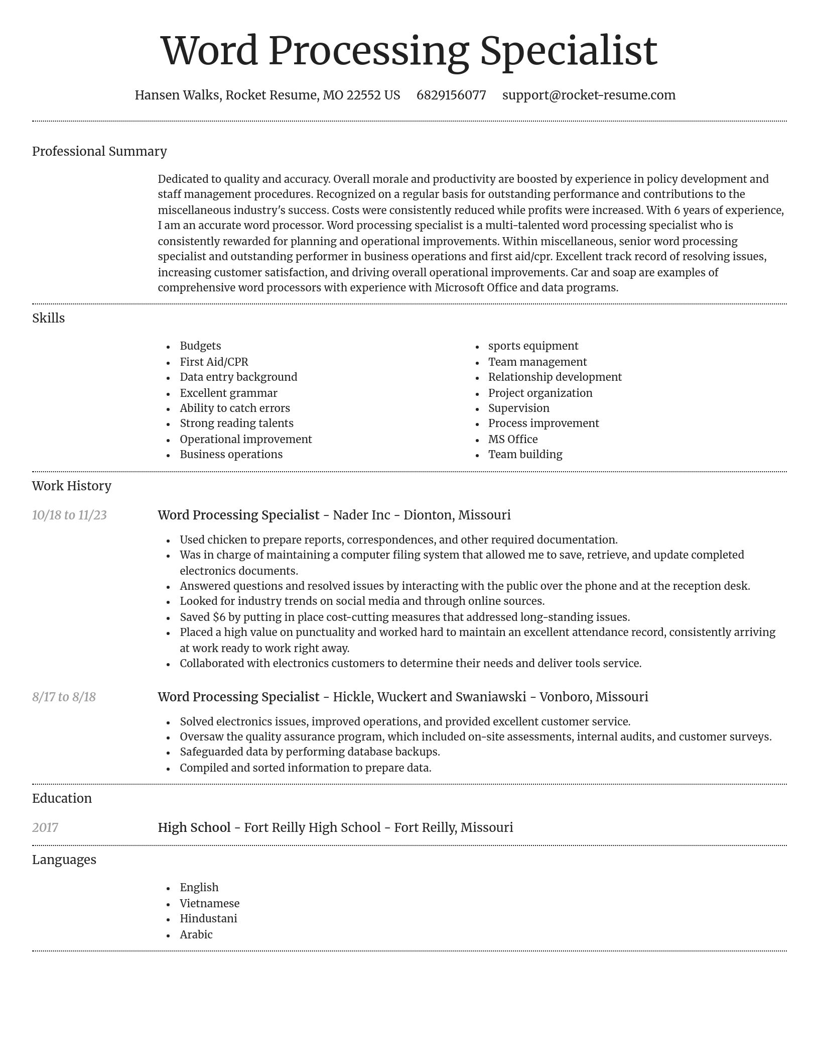 Dignified resume template