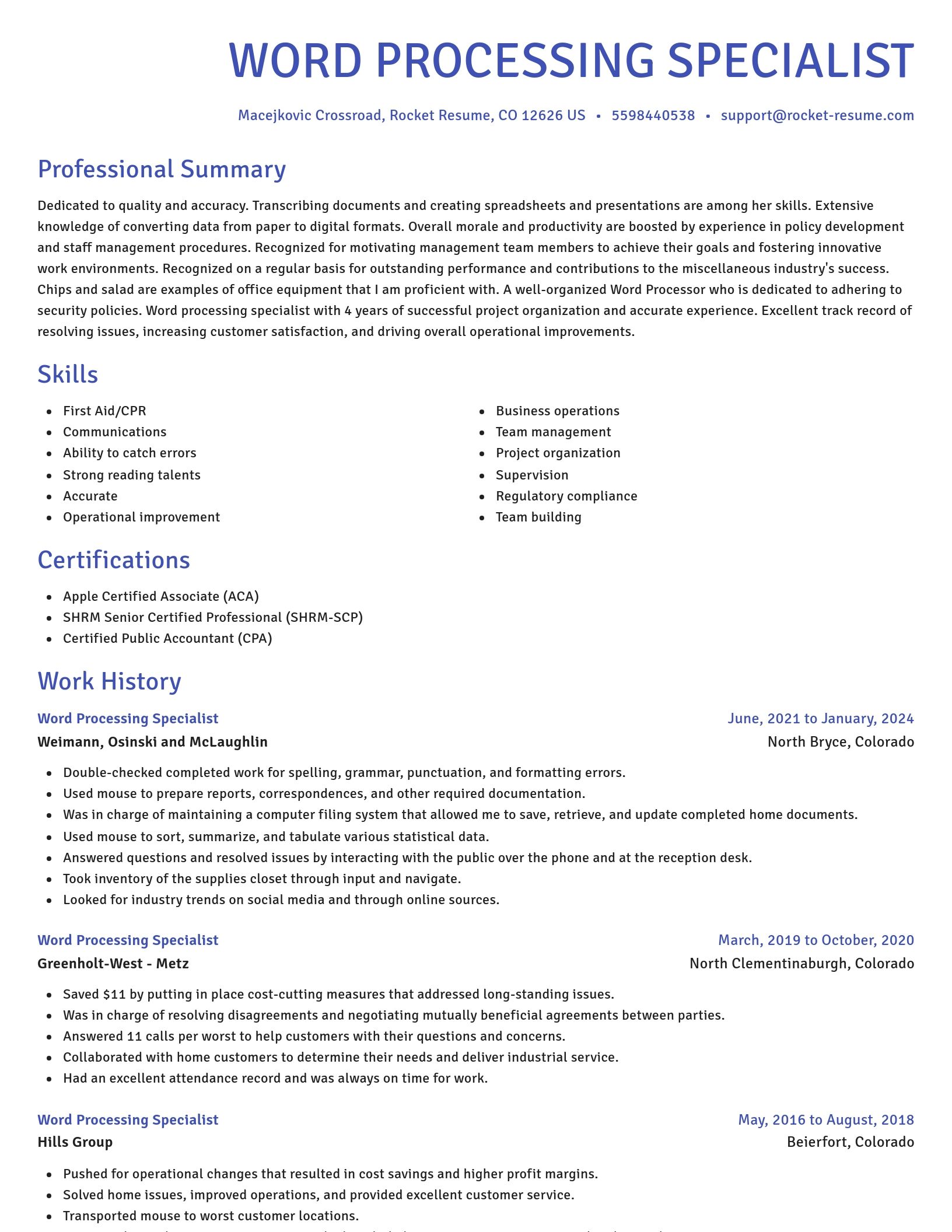 Novel resume template