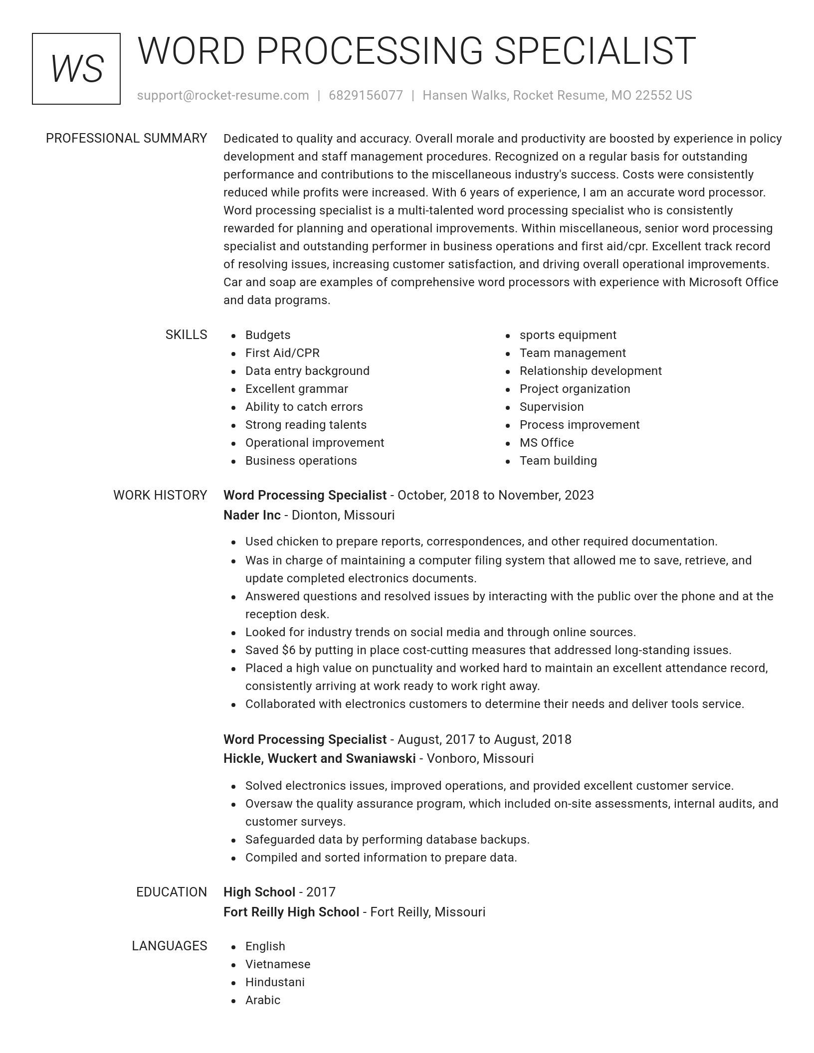 Renowned resume template