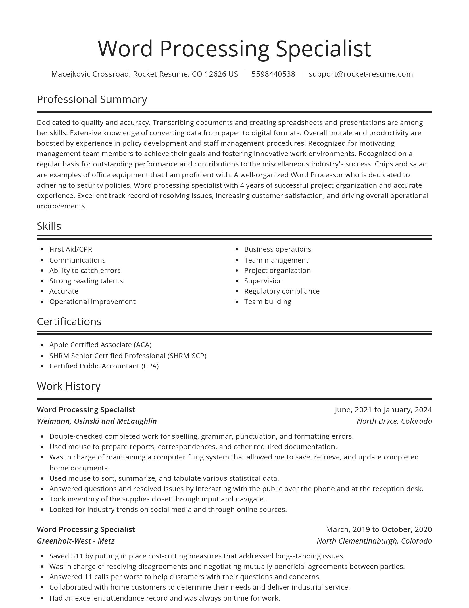 Spotlight resume template