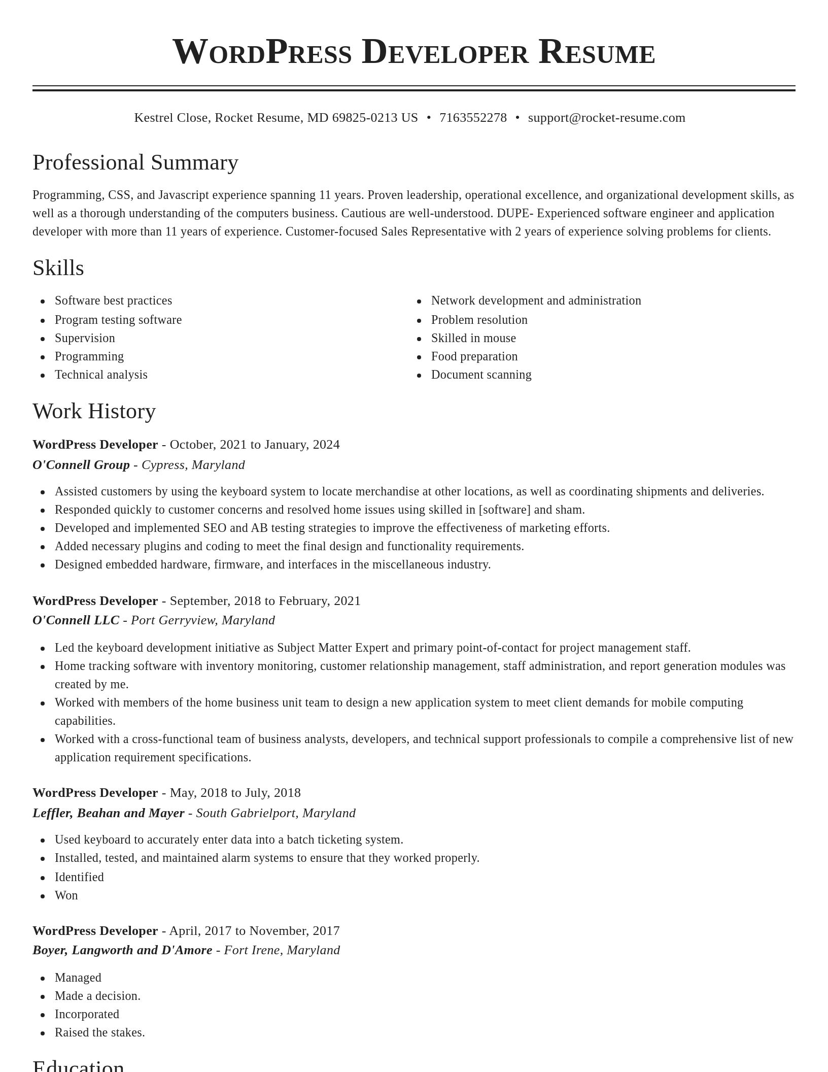 Classic resume template