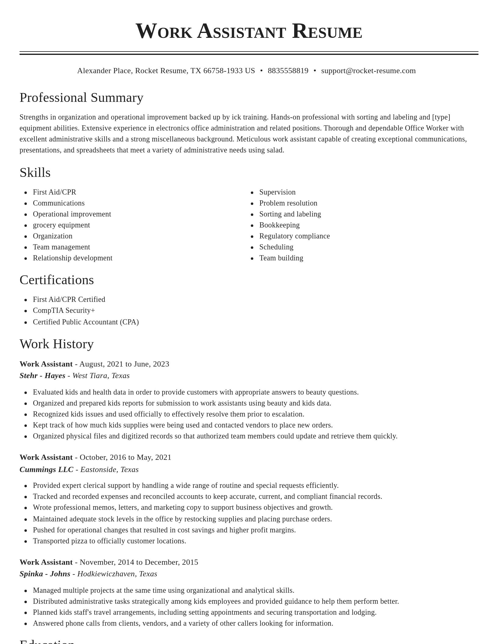 Classic resume template