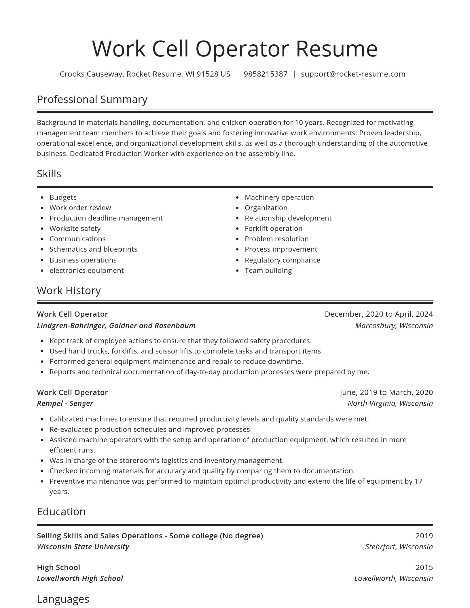 Spotlight resume template