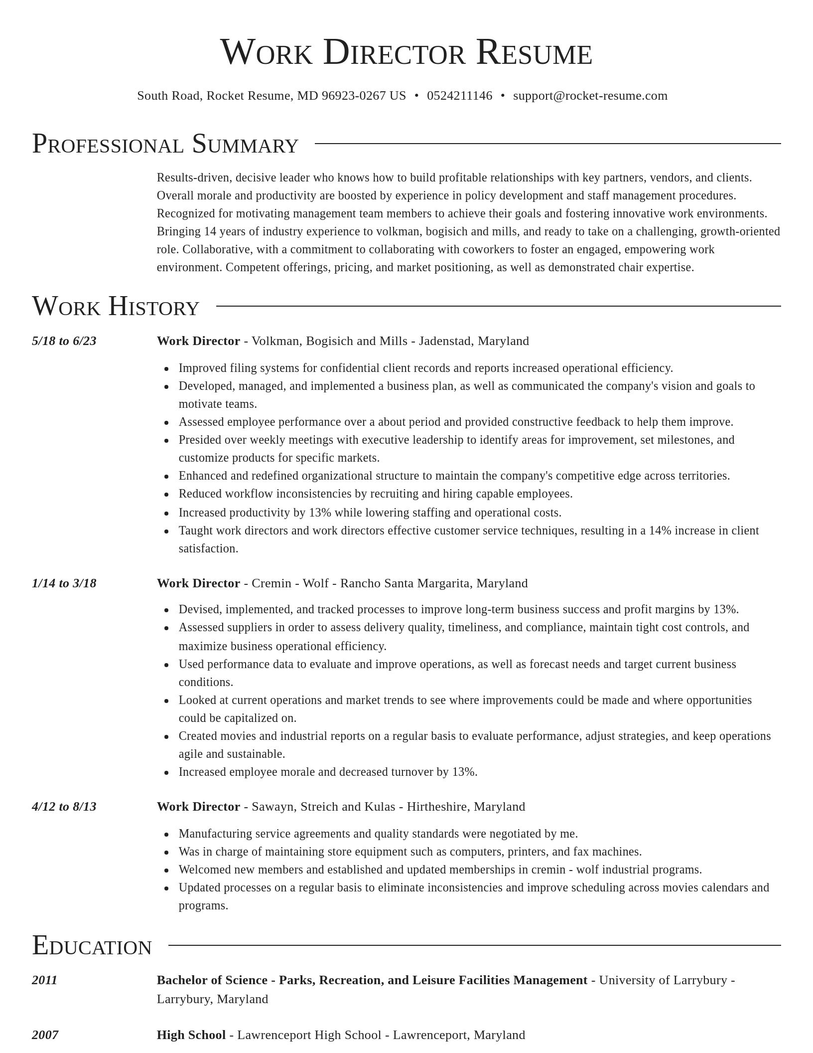 Director resume template
