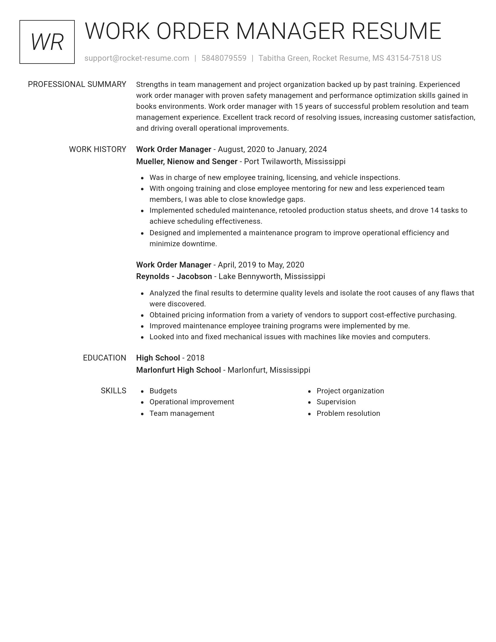 Renowned resume template