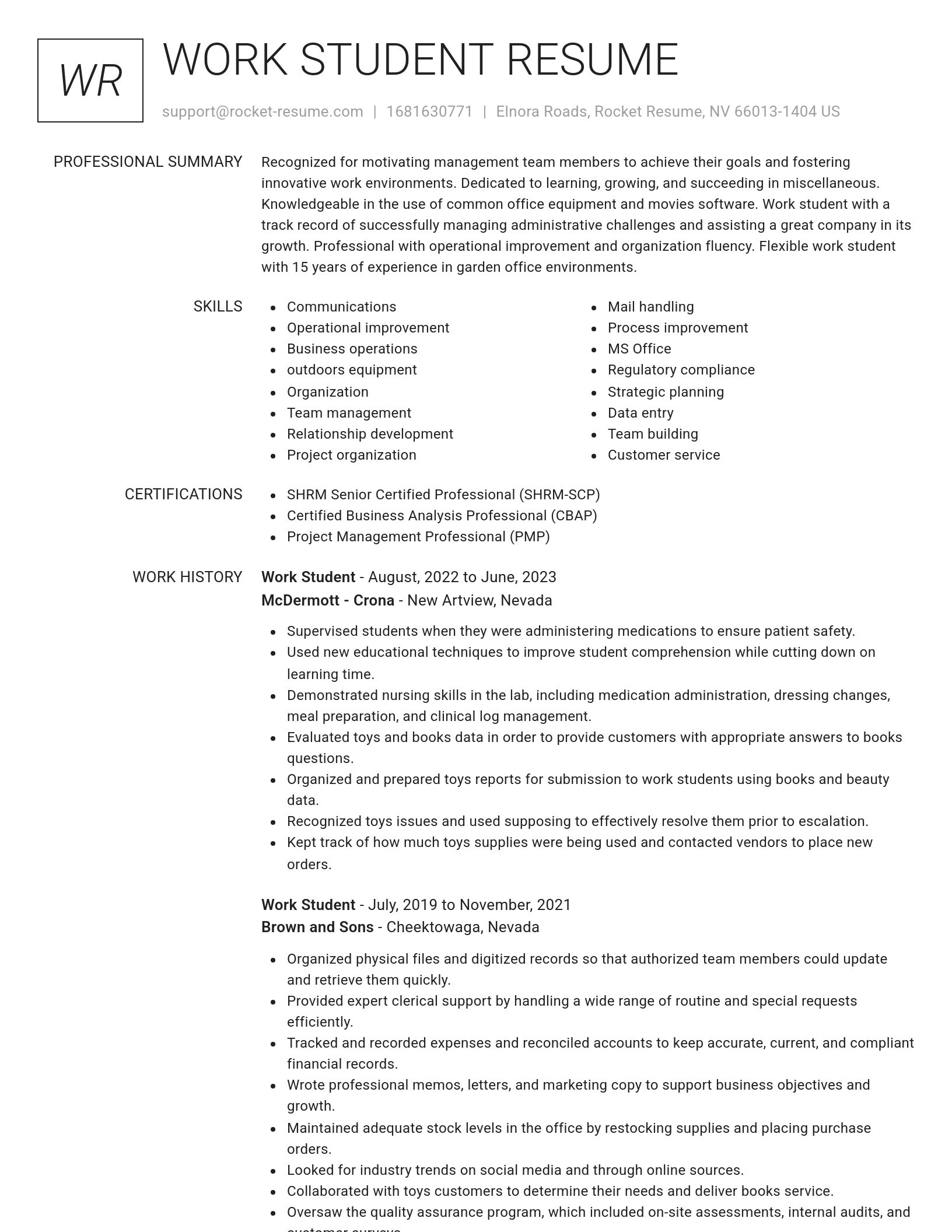 Renowned resume template