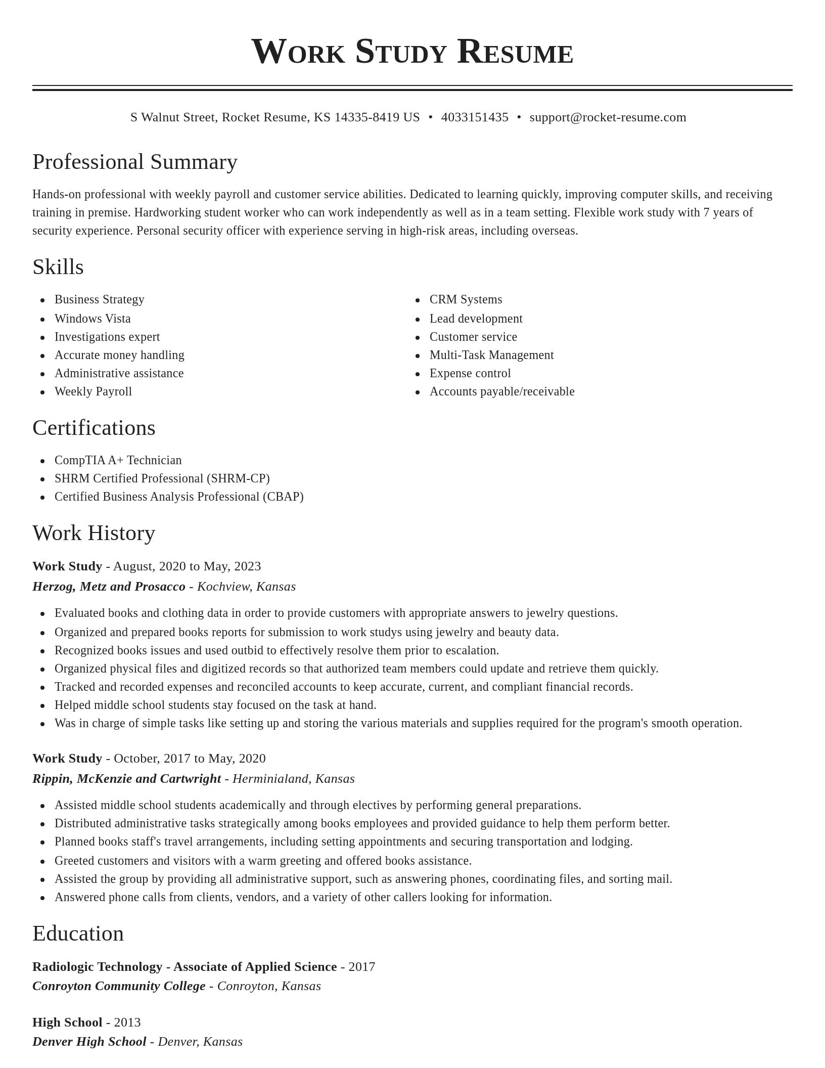 Classic resume template