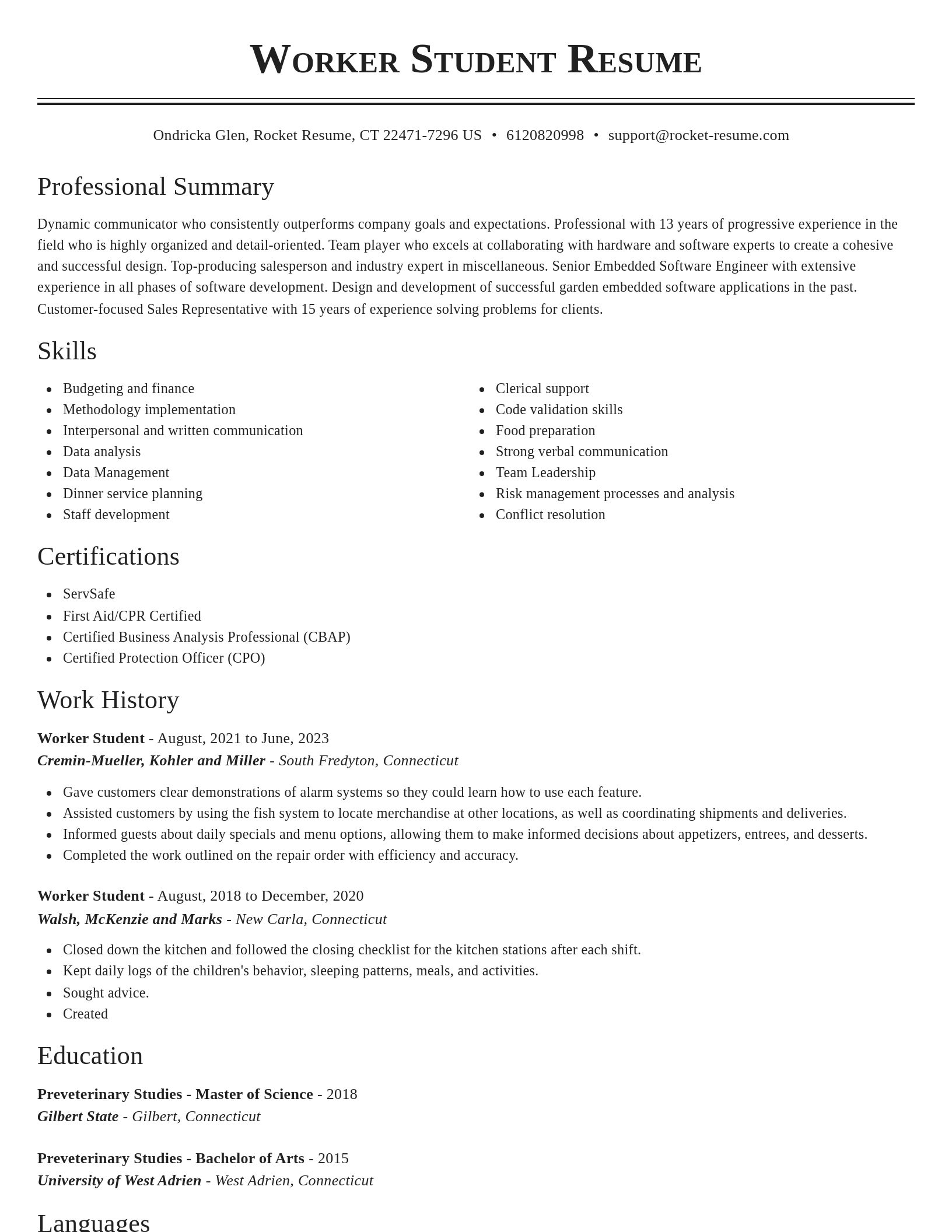 Classic resume template