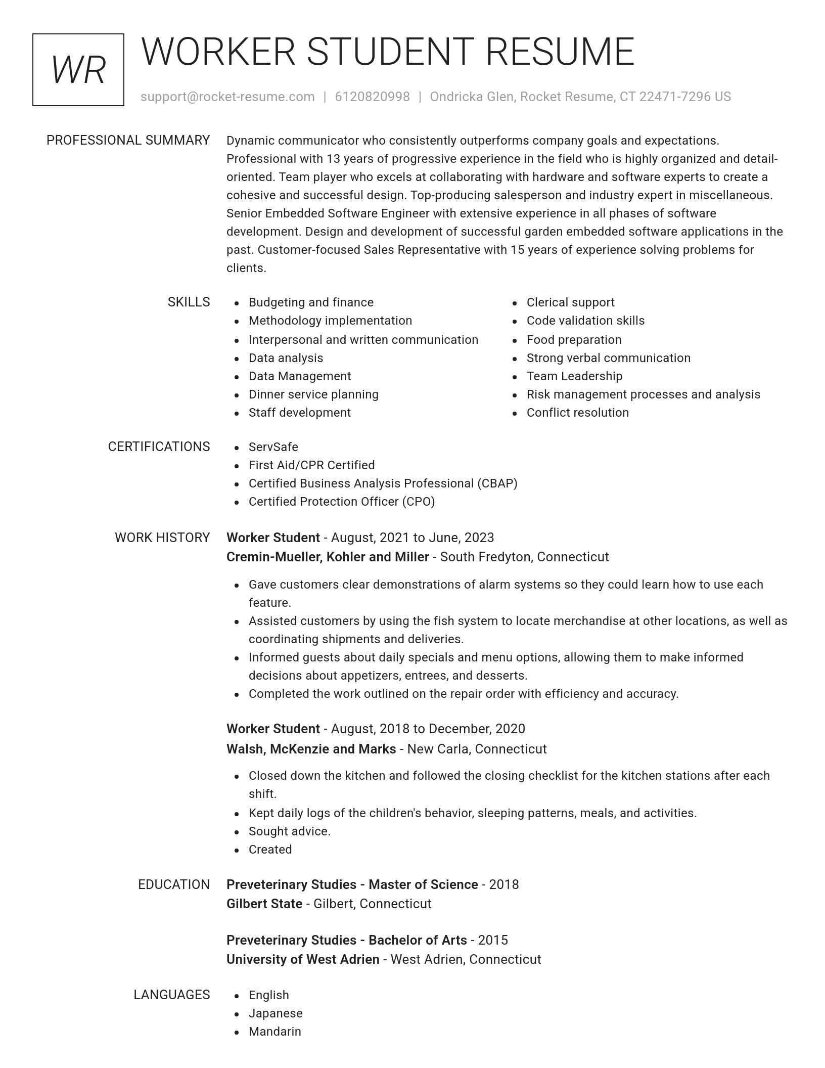 Renowned resume template