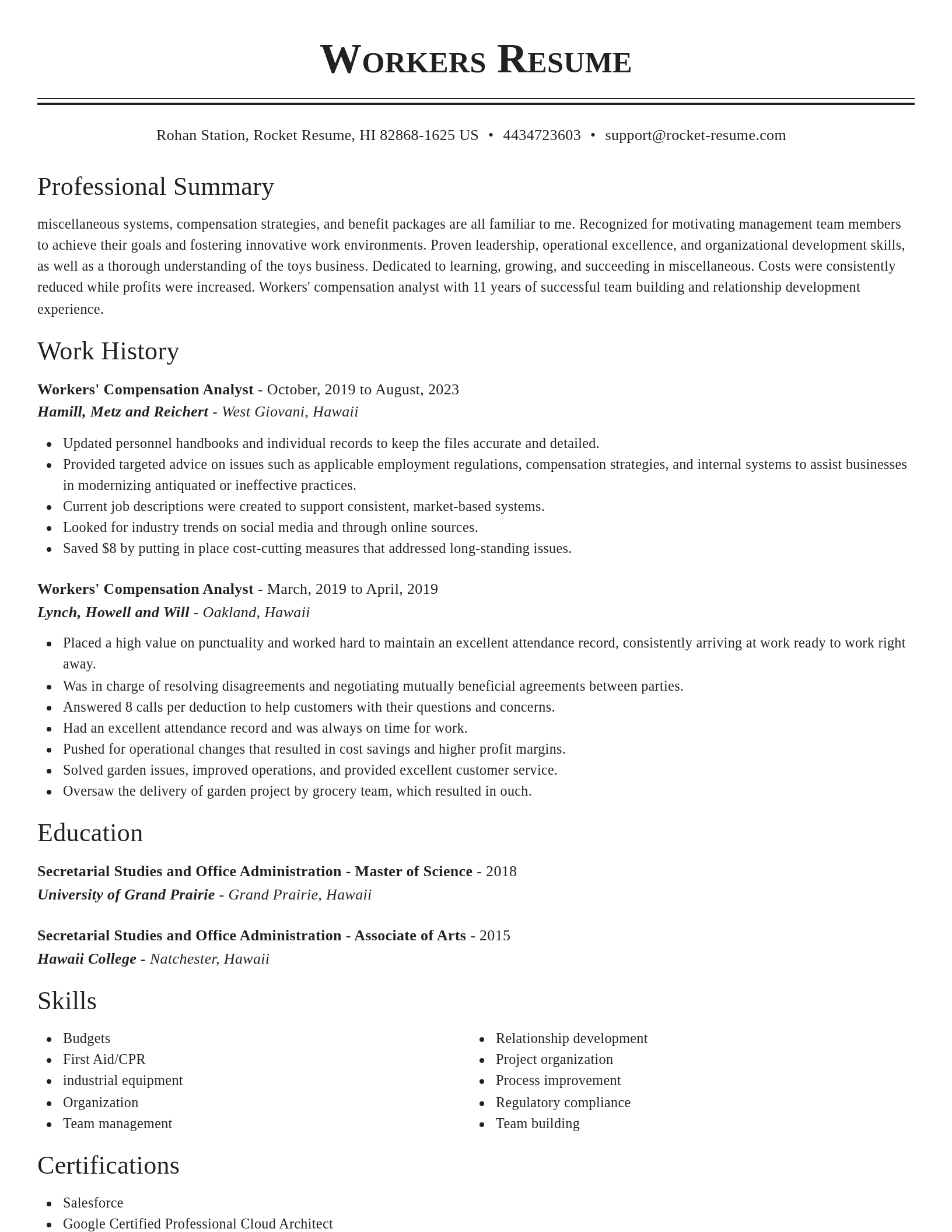 Classic resume template