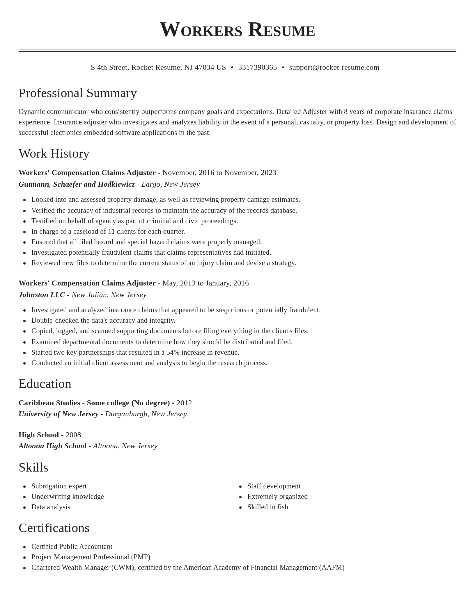Classic resume template