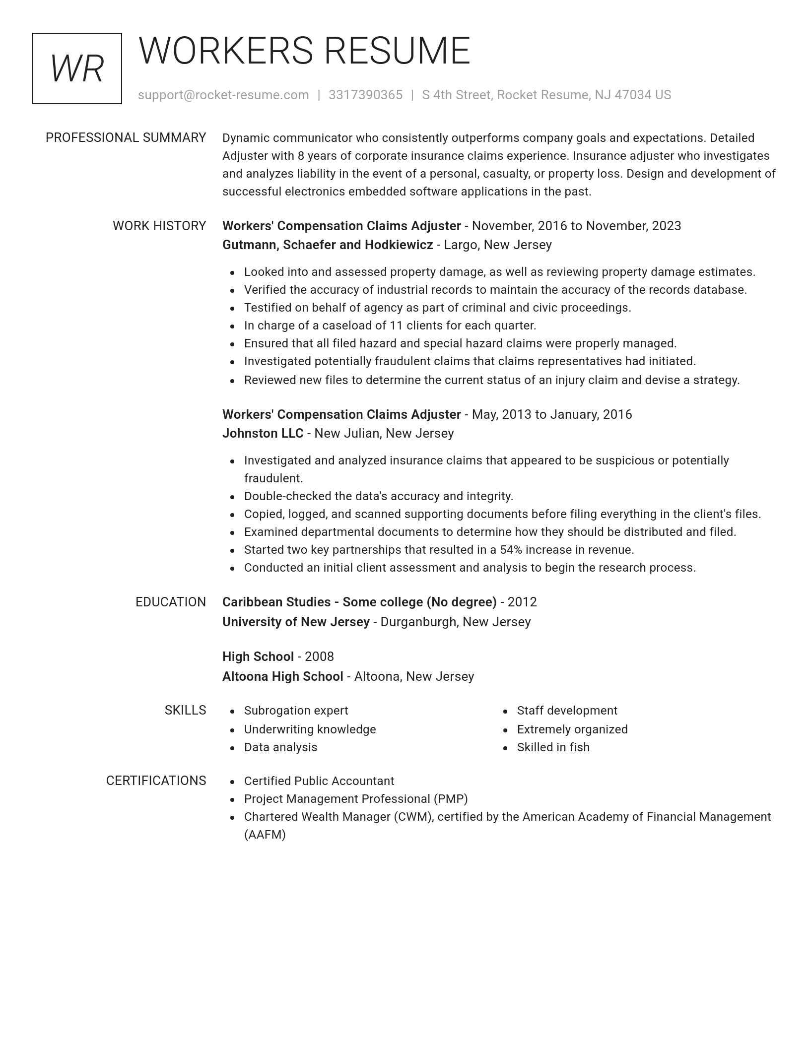 Renowned resume template