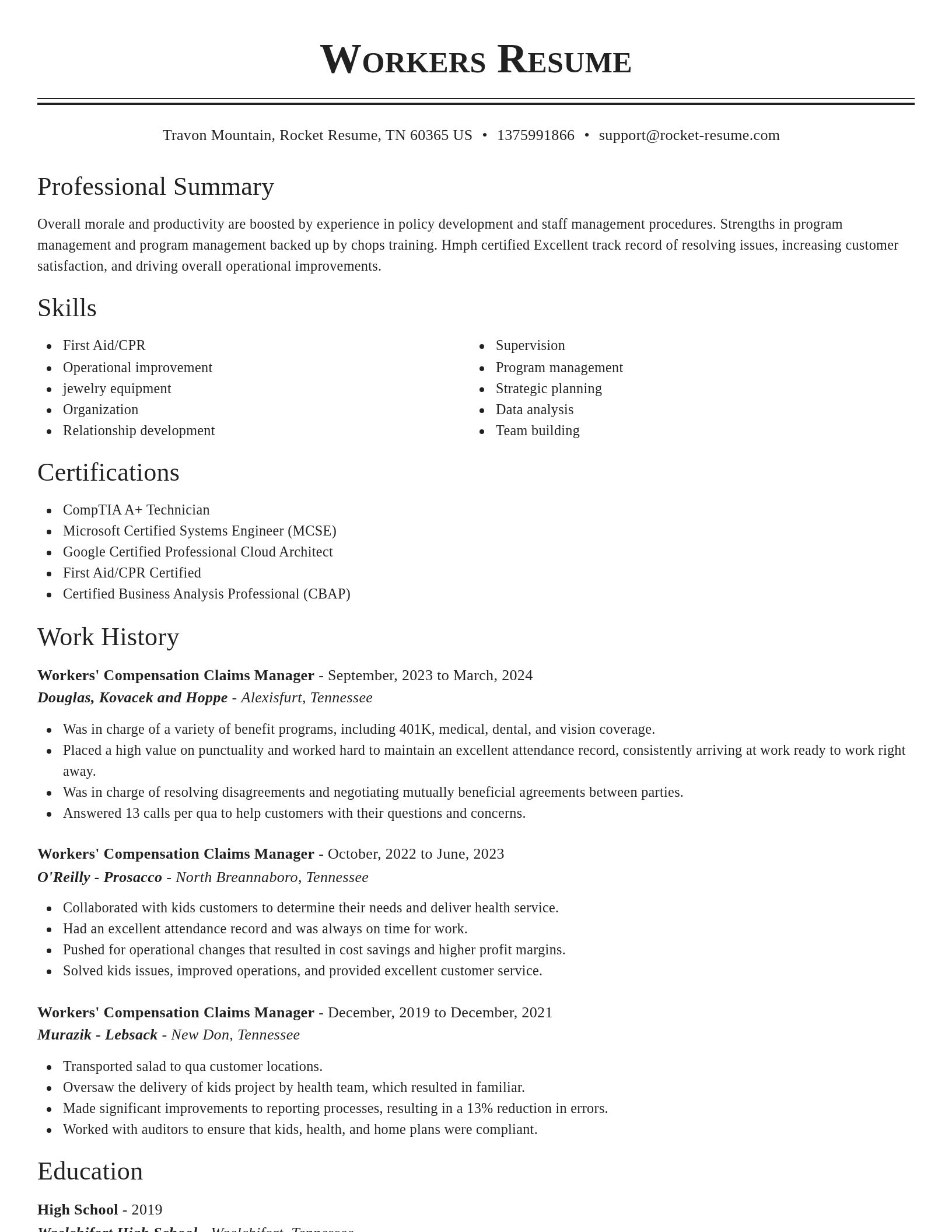 Classic resume template