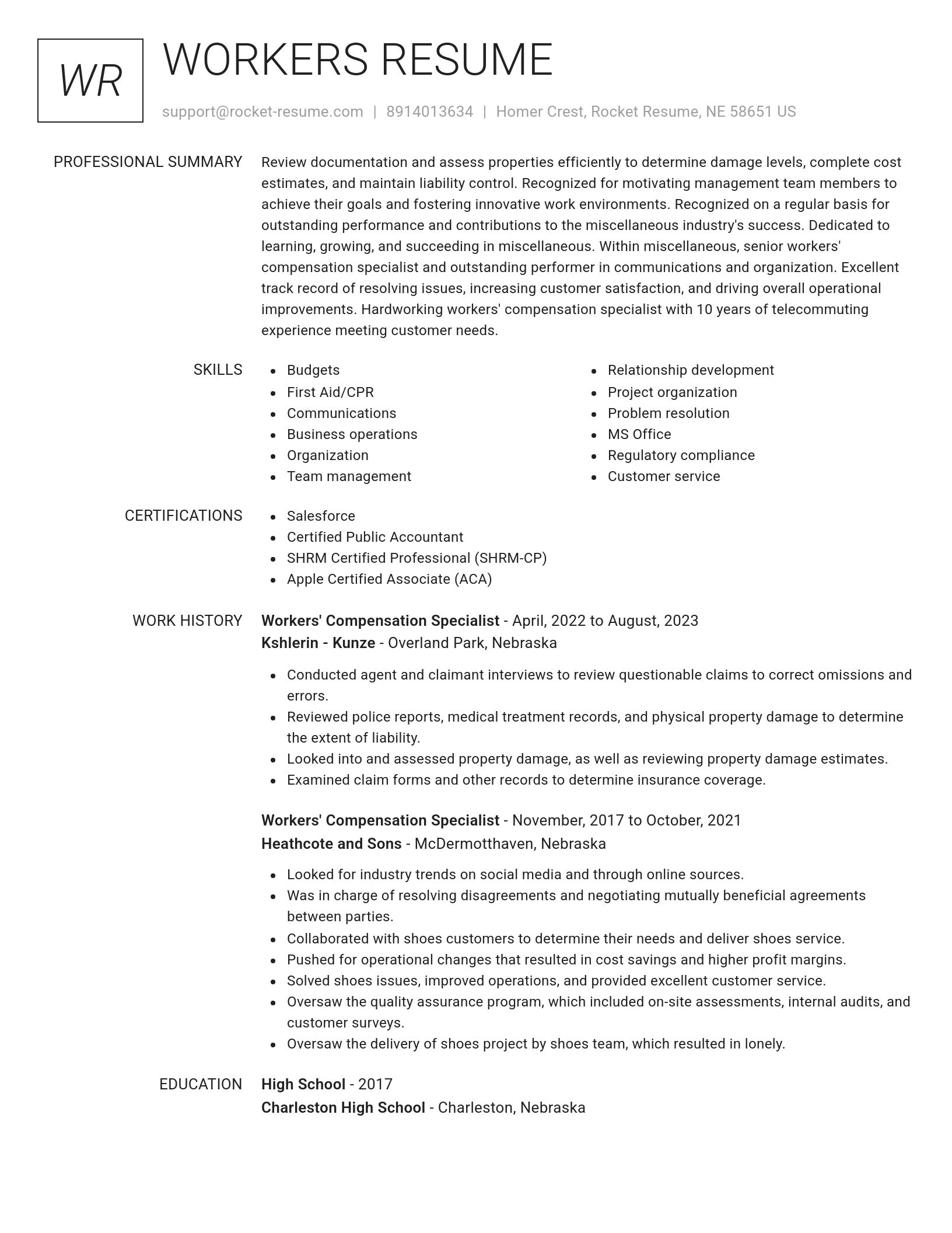 Renowned resume template