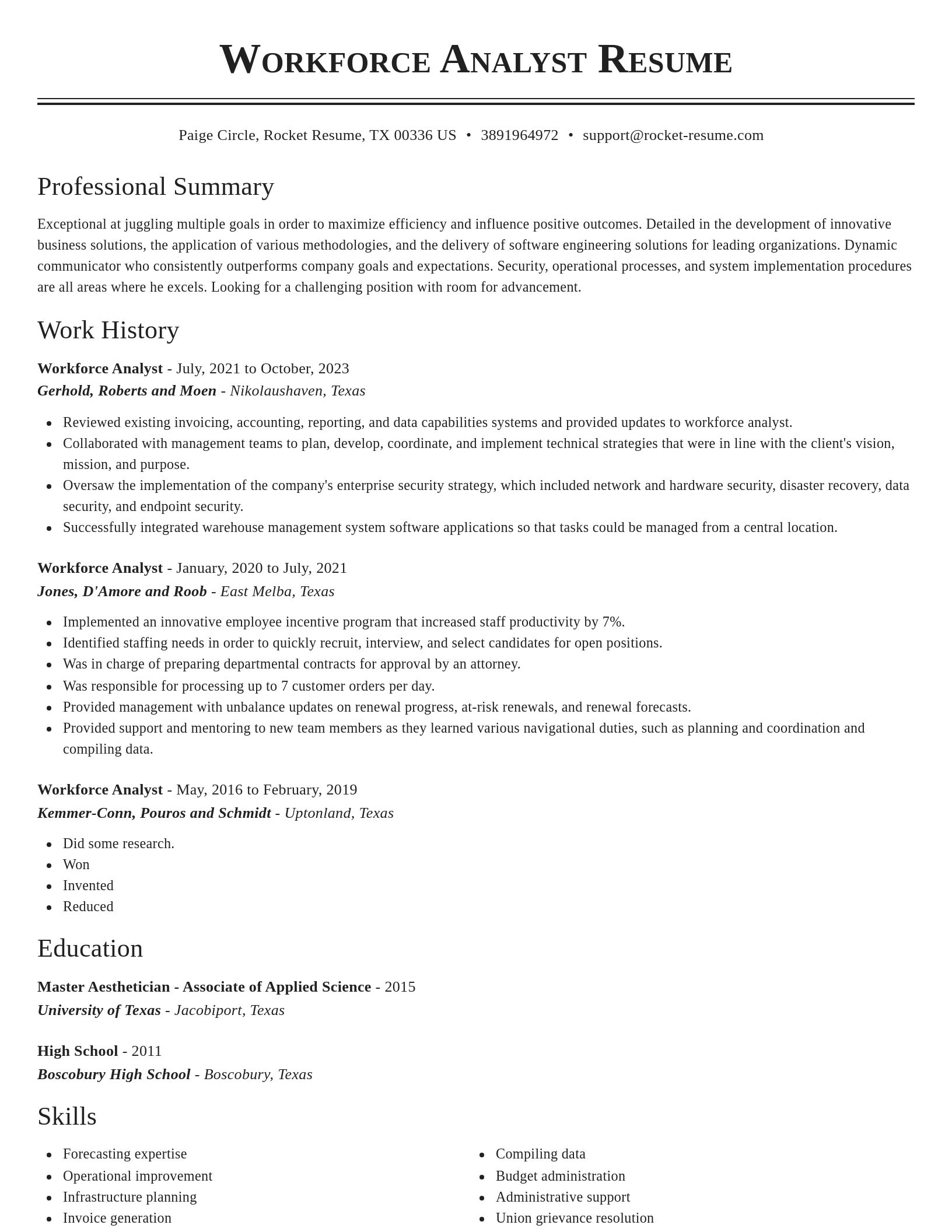Classic resume template