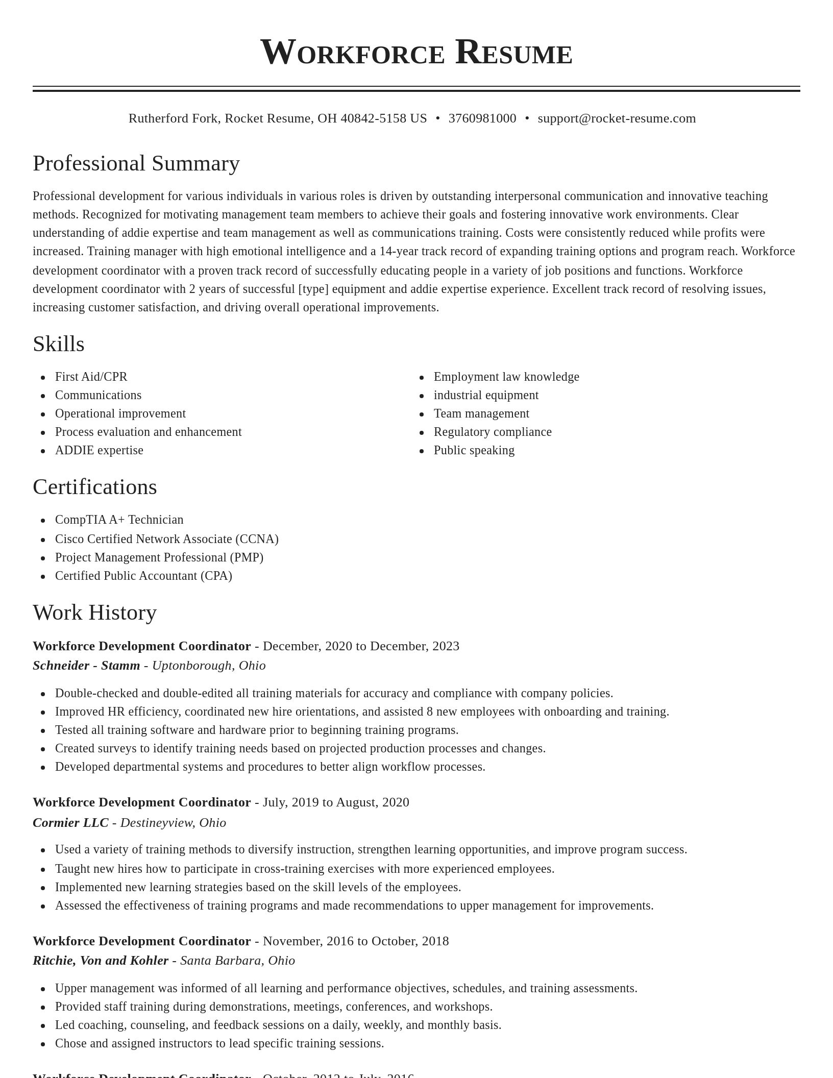 Classic resume template