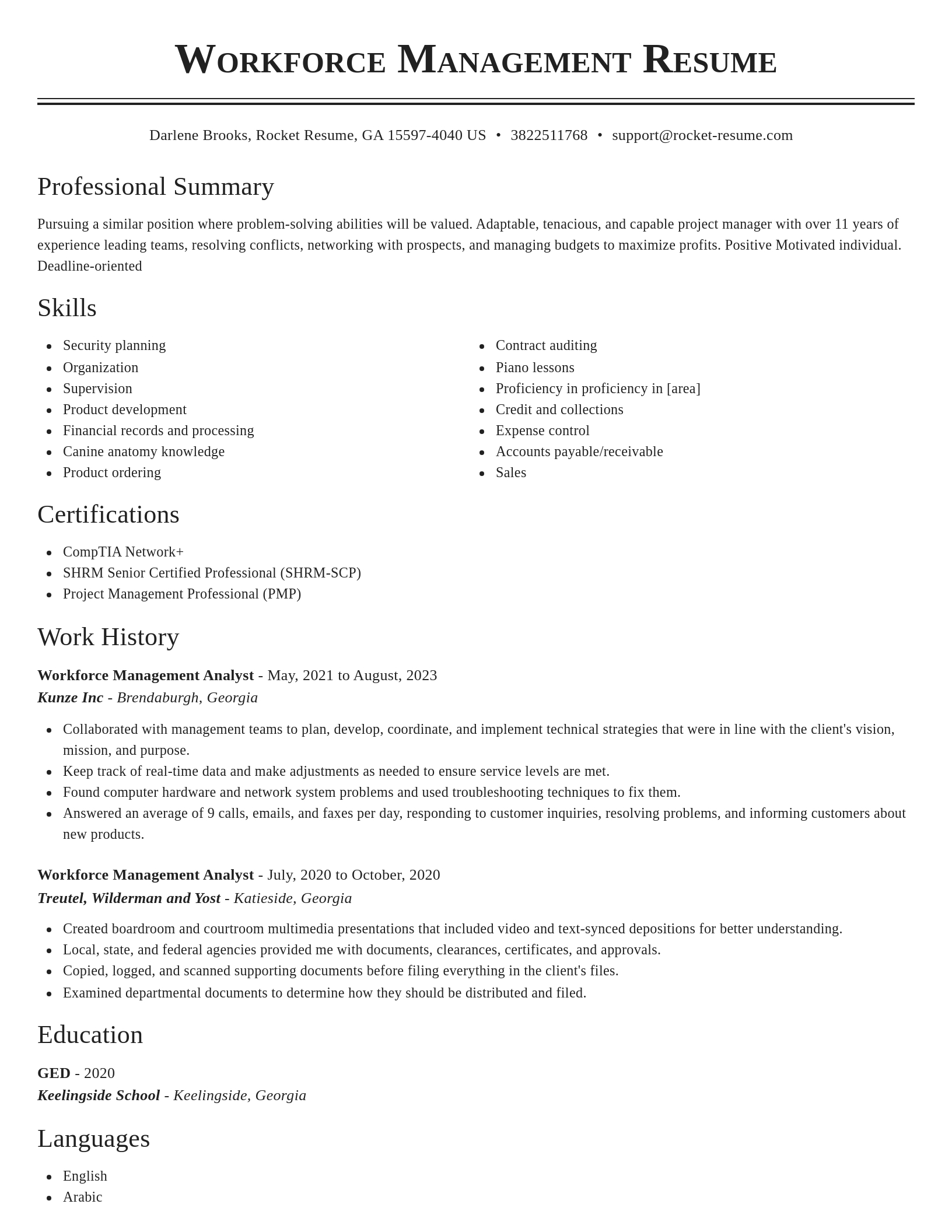 Classic resume template