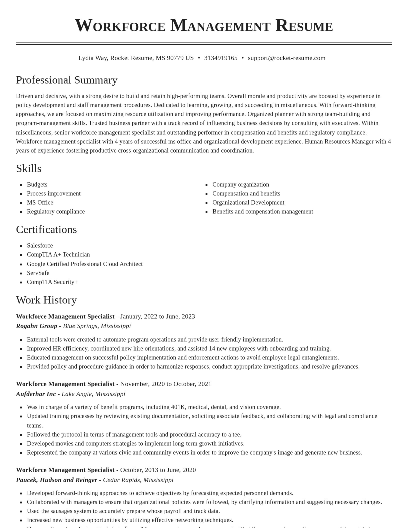 Classic resume template