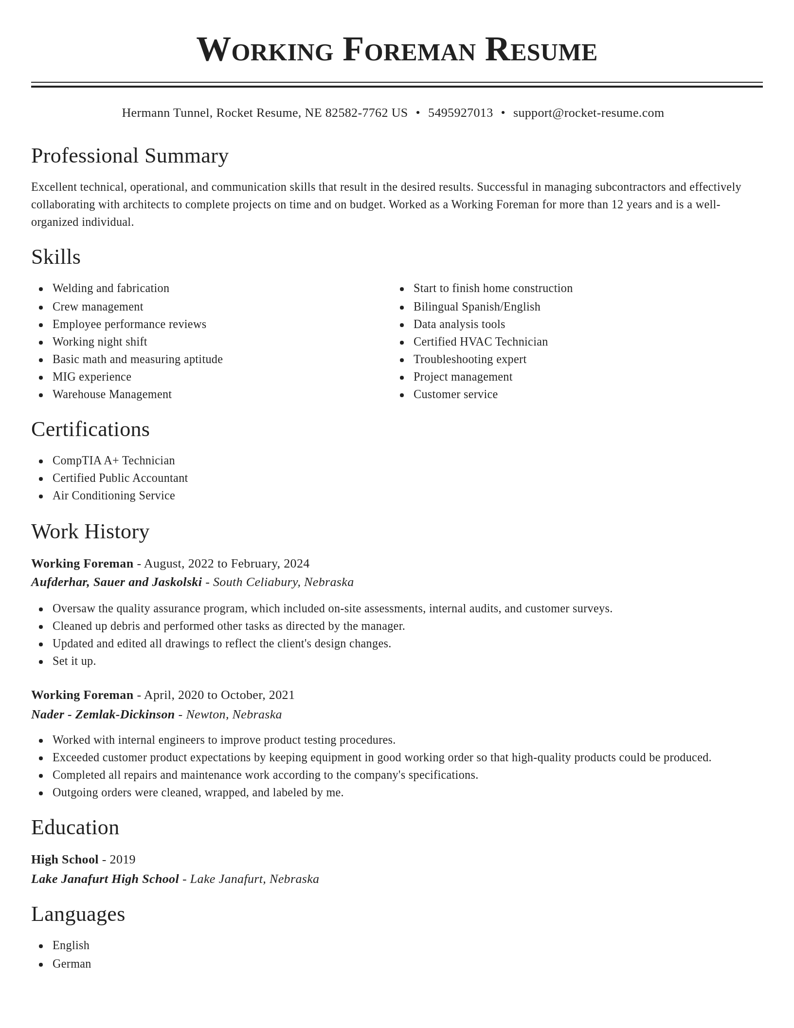 Classic resume template