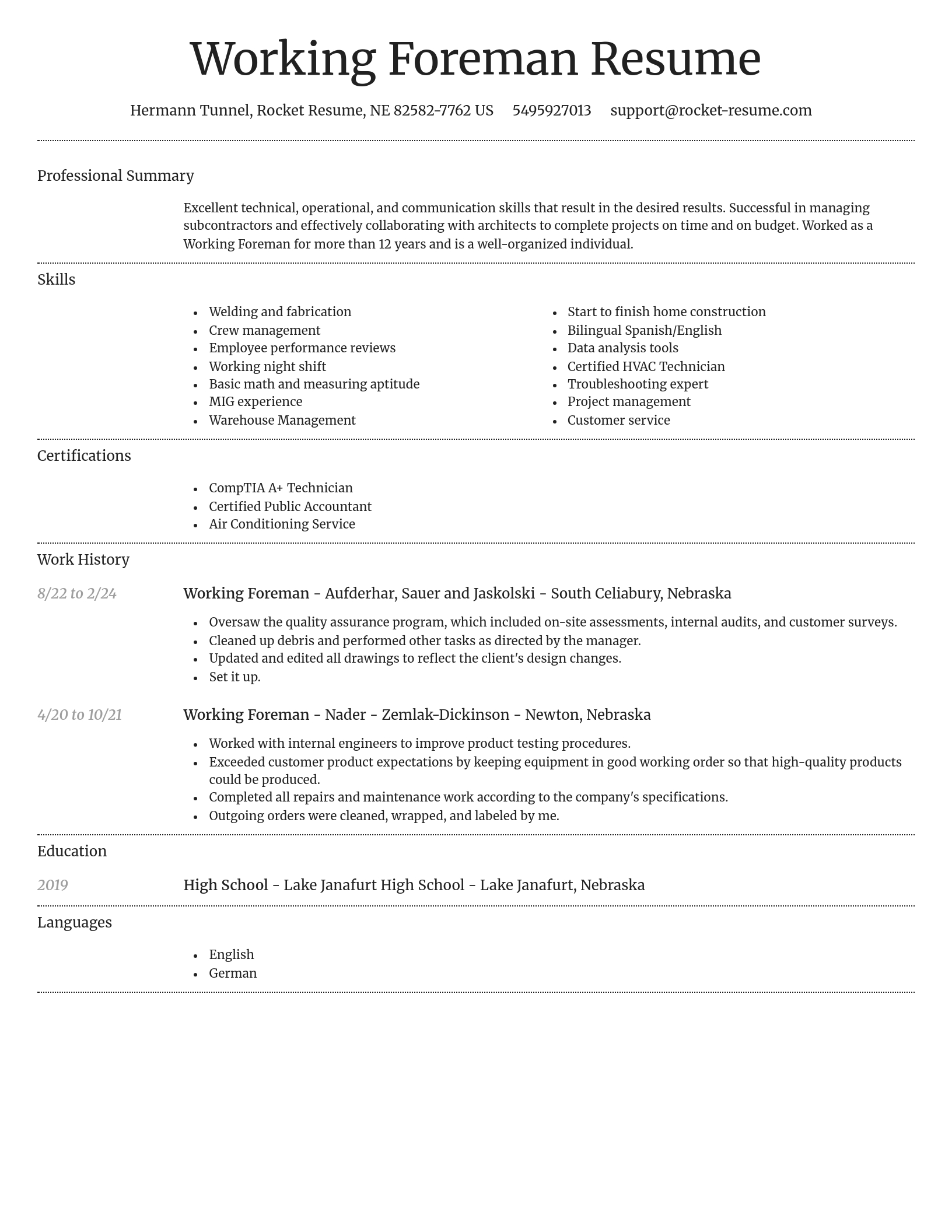 Dignified resume template