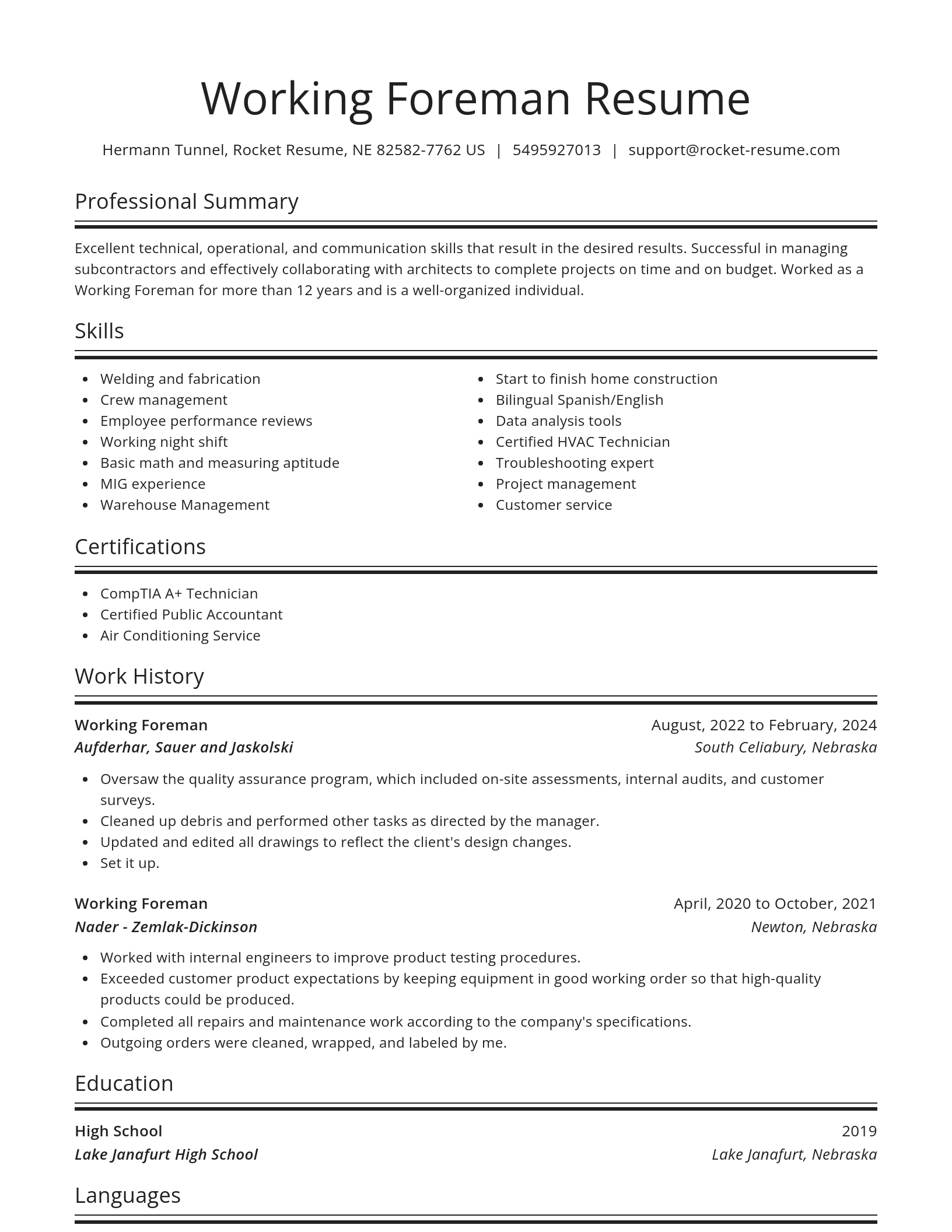 Spotlight resume template