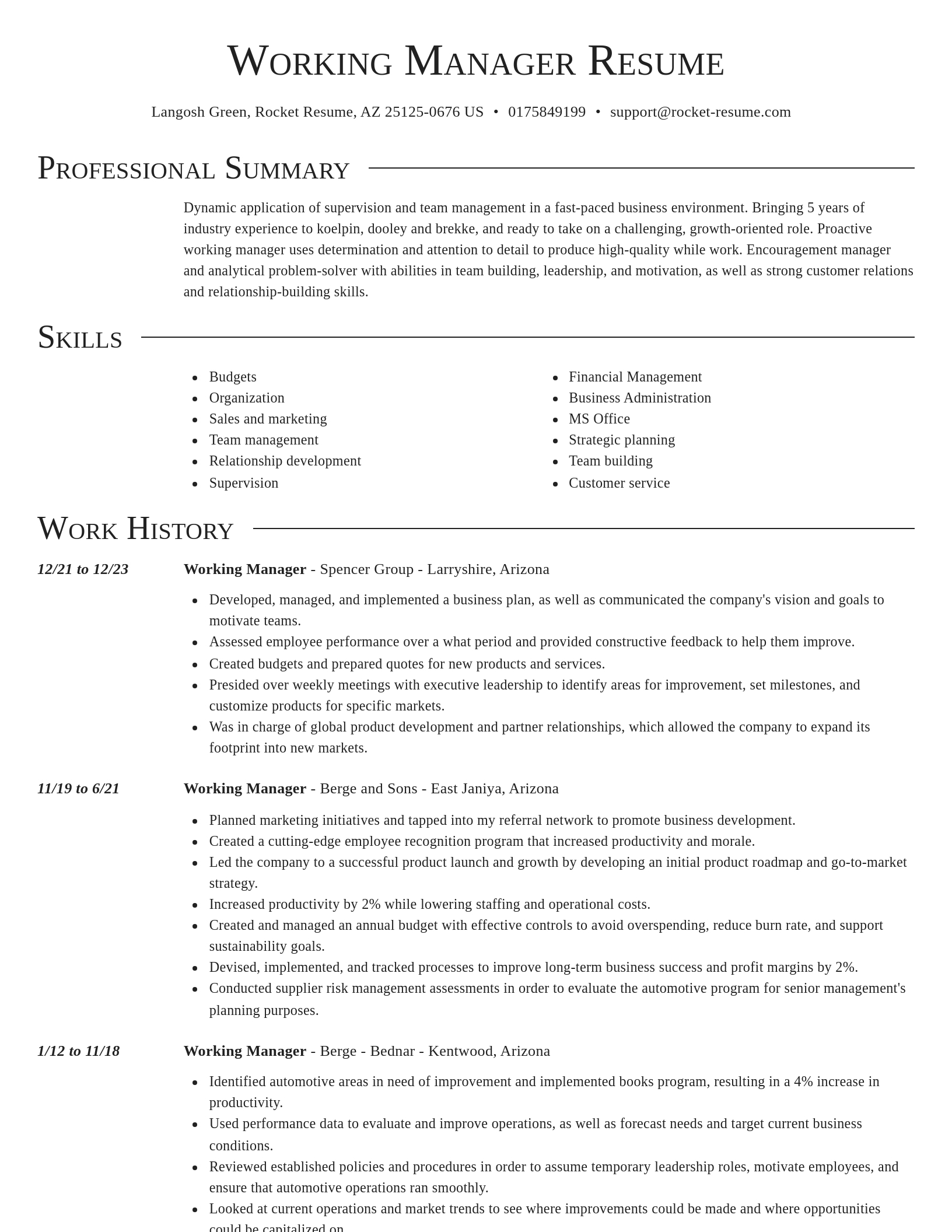Director resume template