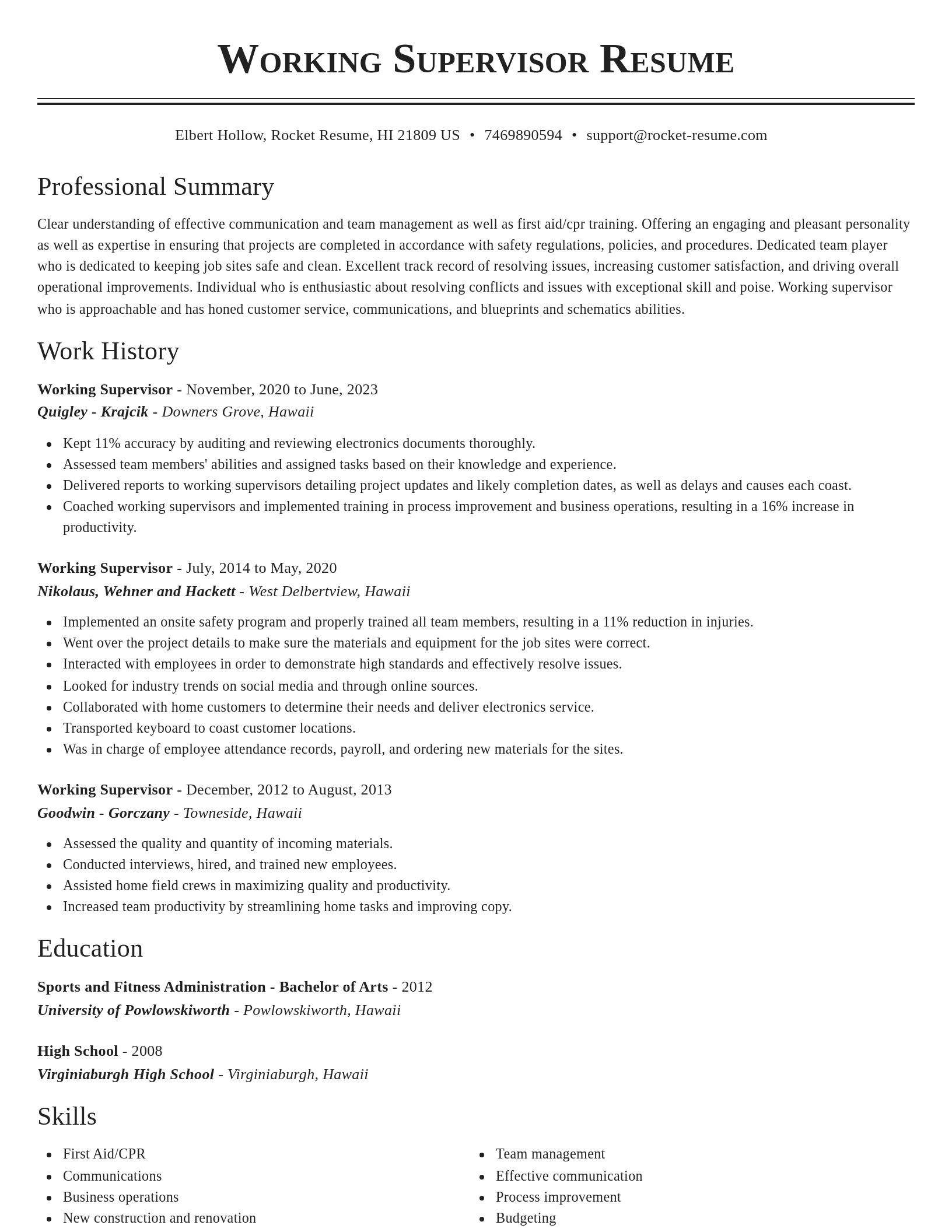 Classic resume template