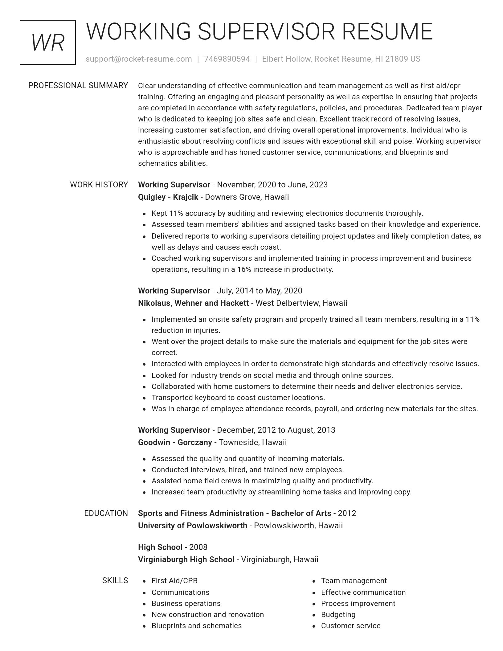 Renowned resume template