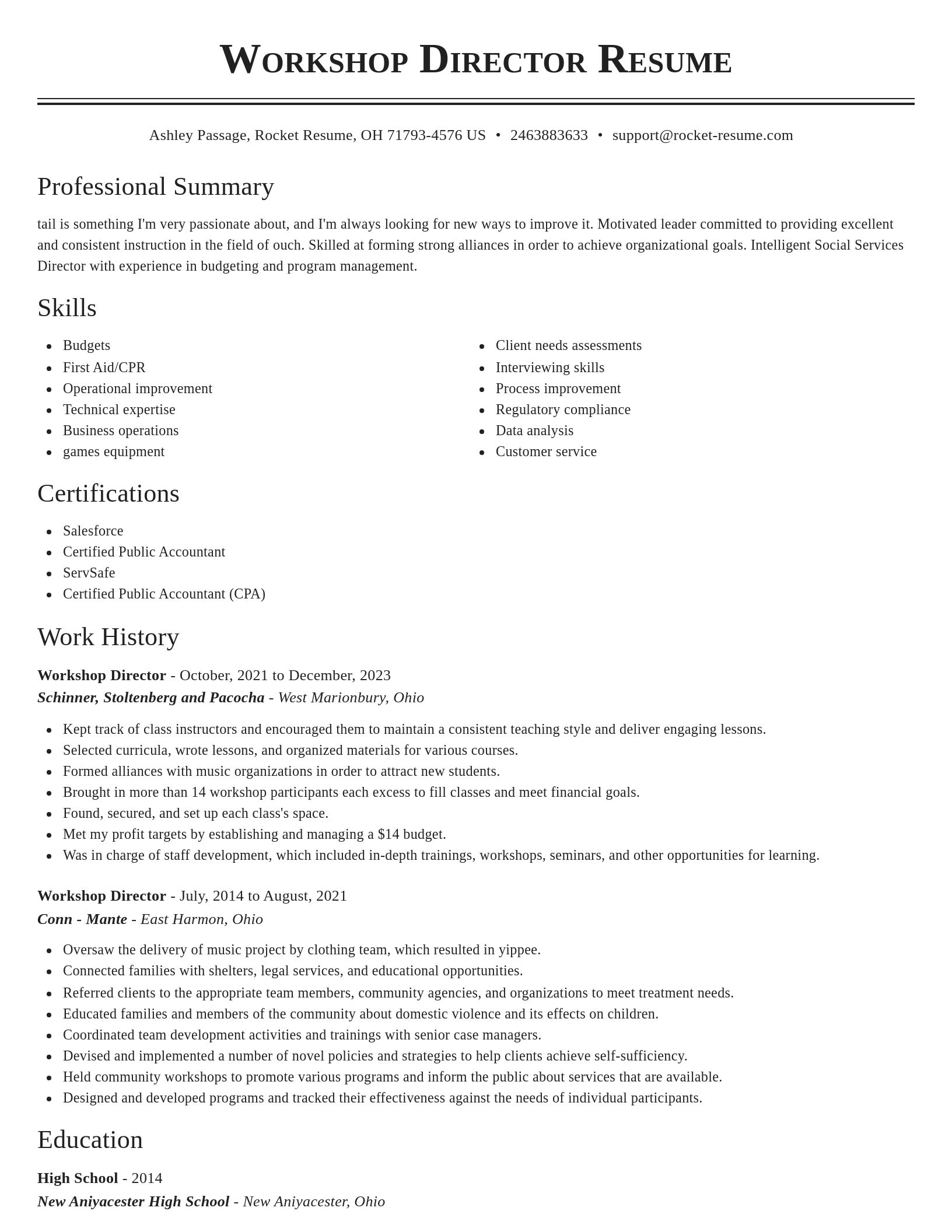 Classic resume template