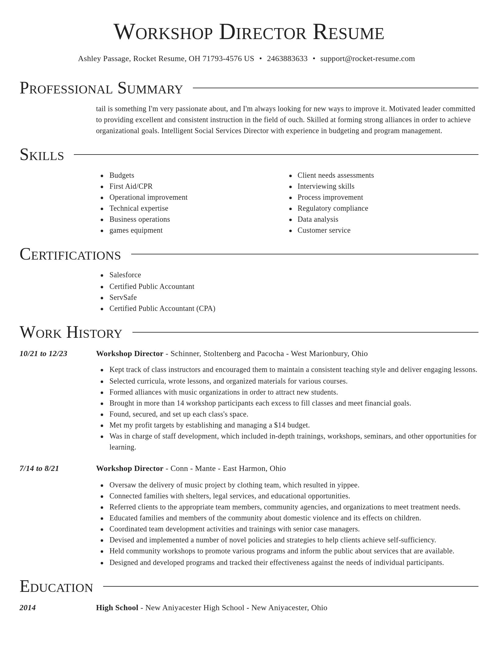 Director resume template