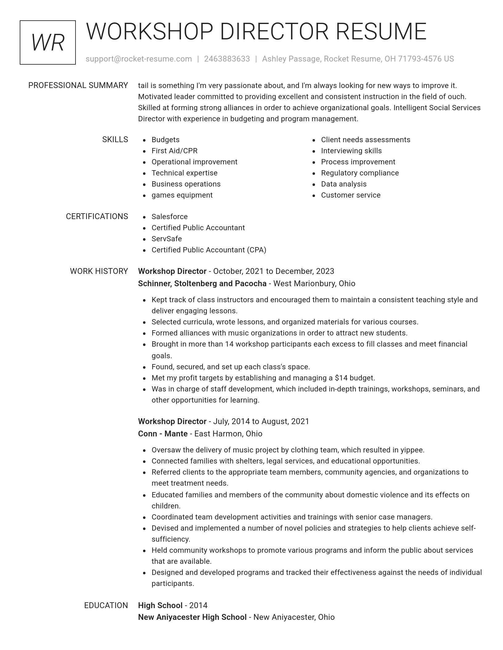 Renowned resume template