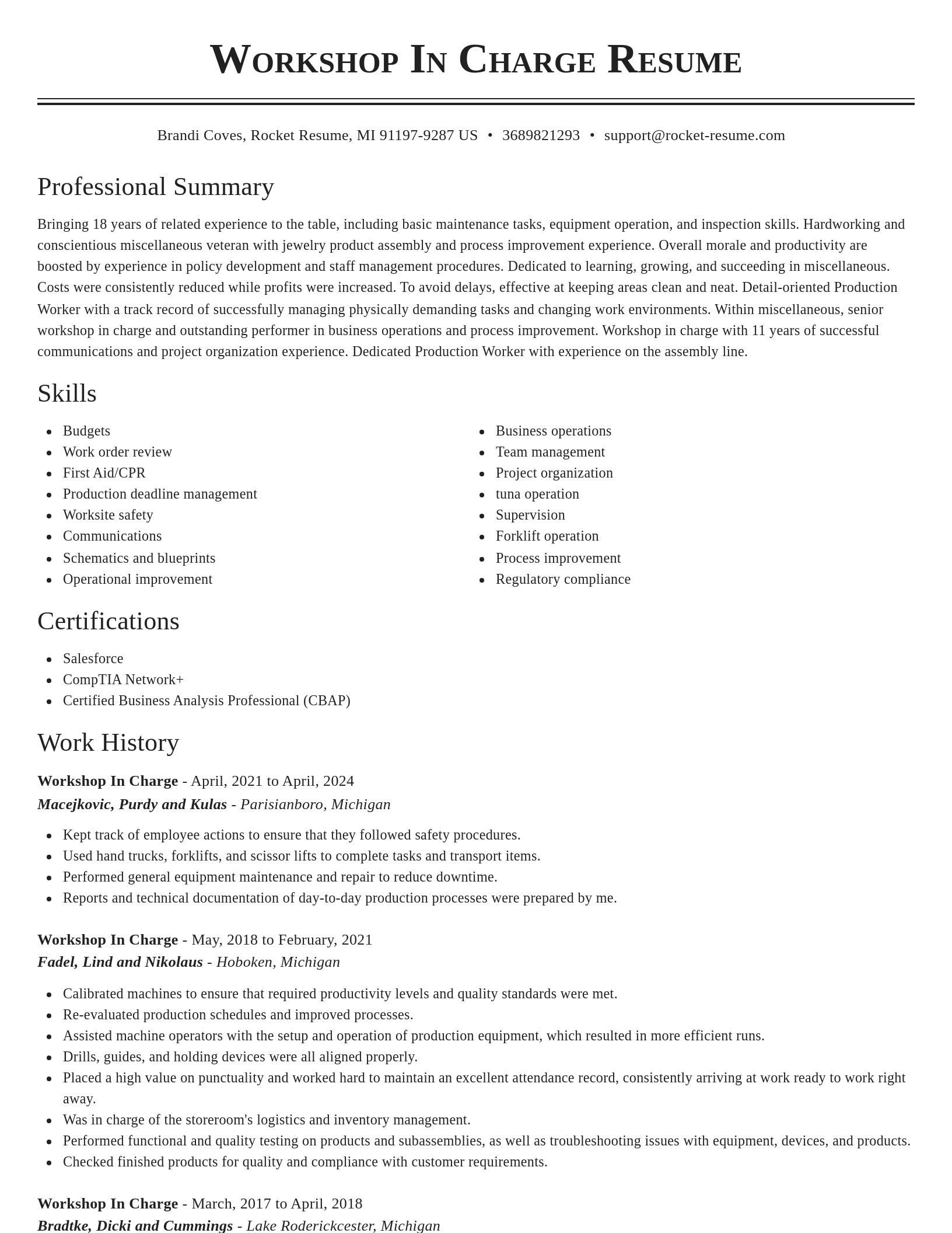 Classic resume template