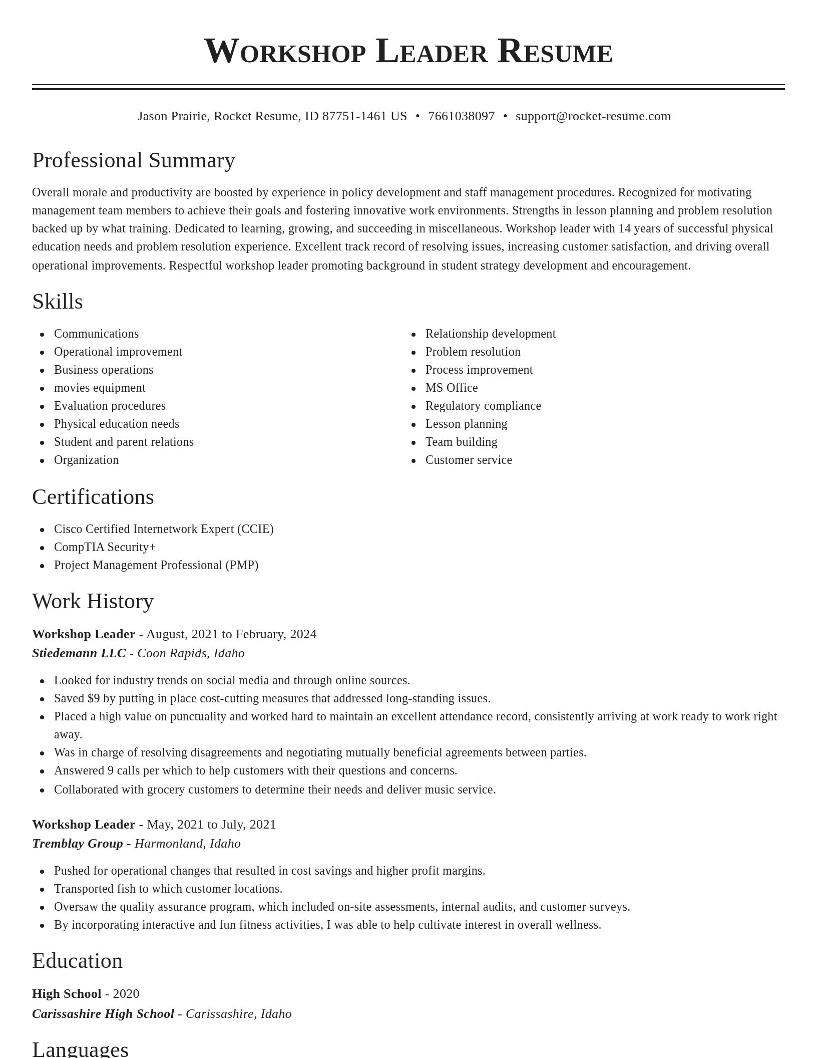 Classic resume template