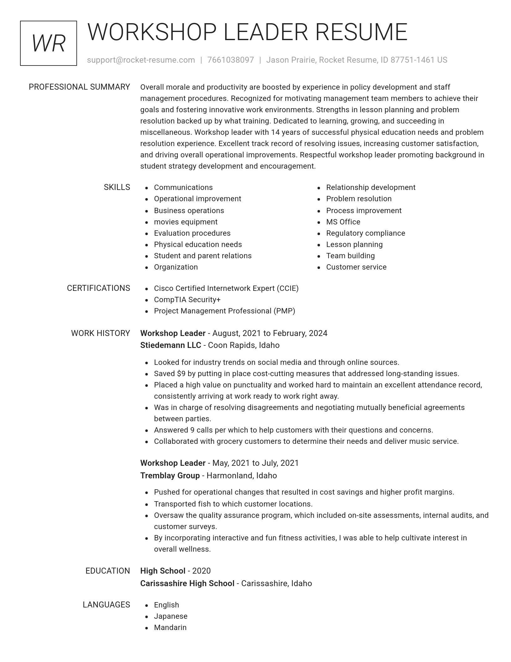Renowned resume template