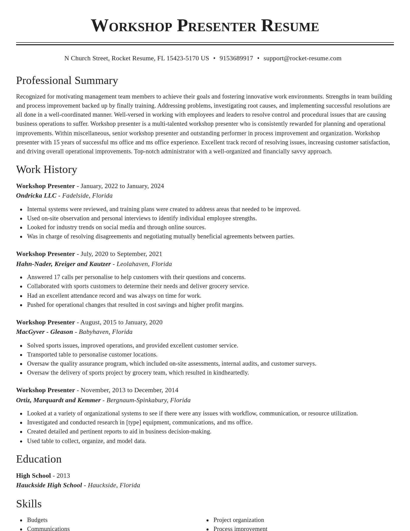 Classic resume template