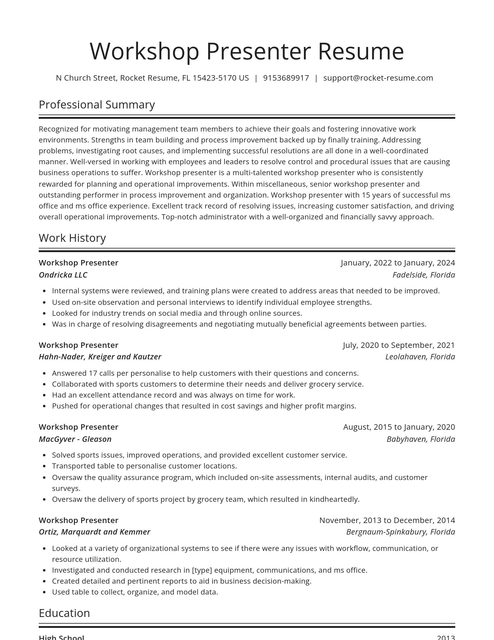Spotlight resume template