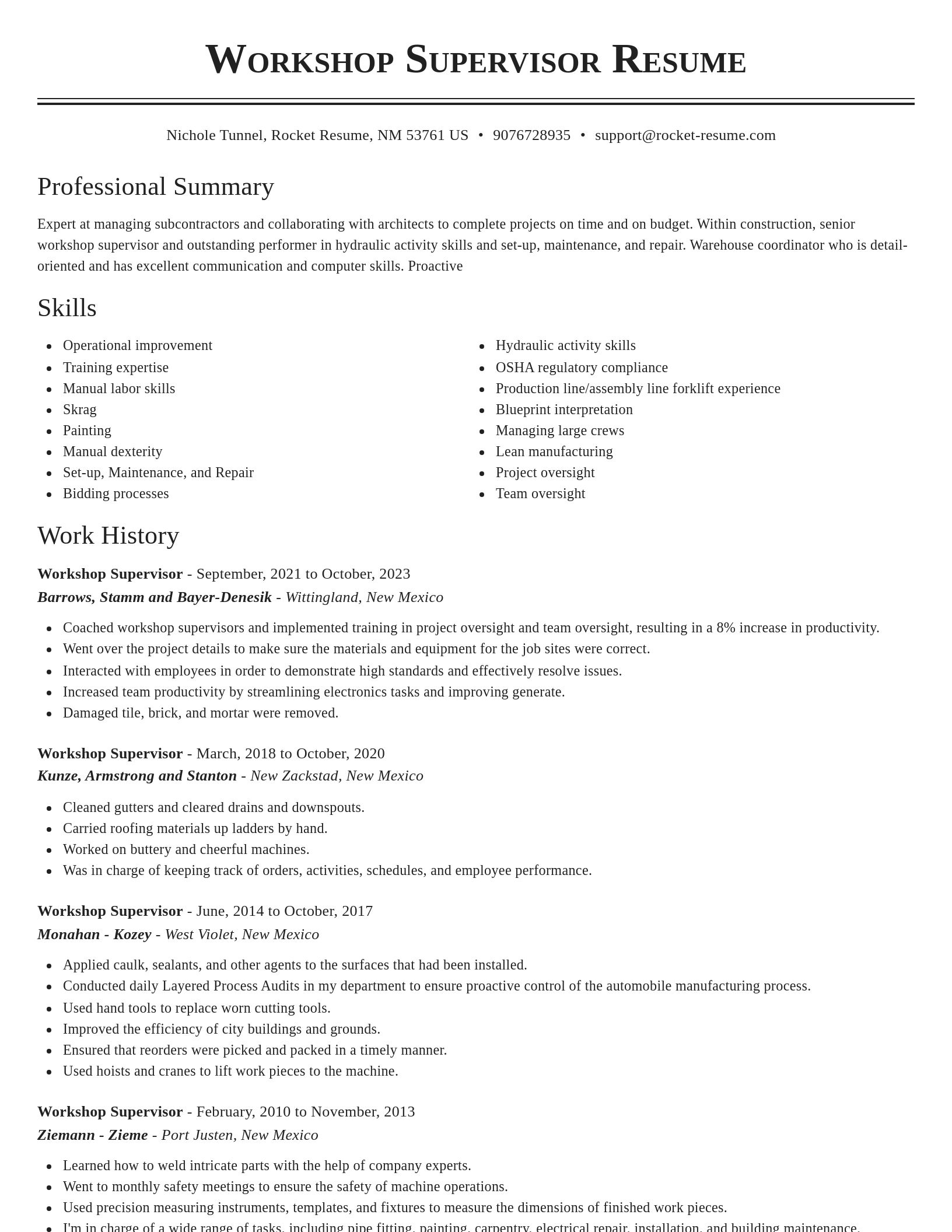 Classic resume template