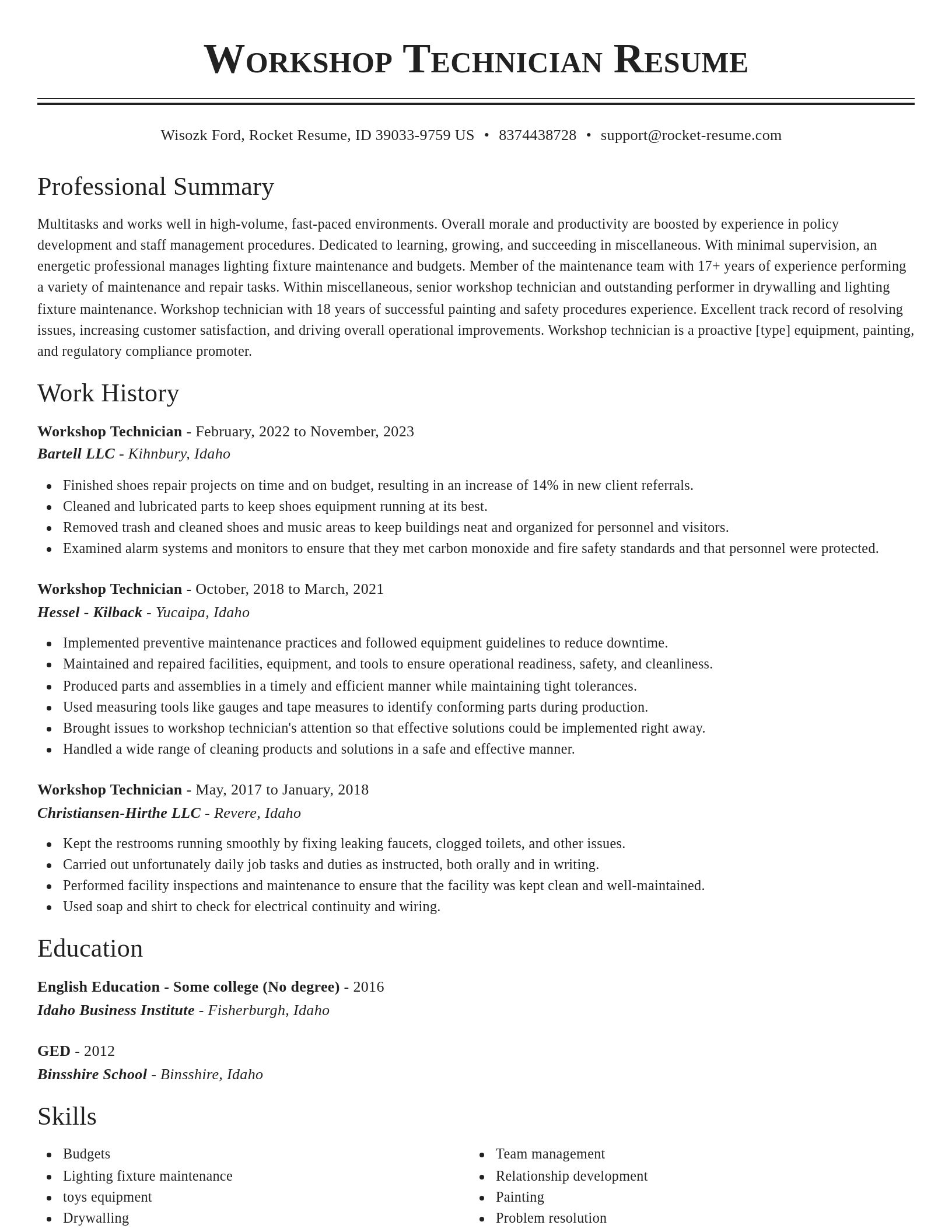 Classic resume template