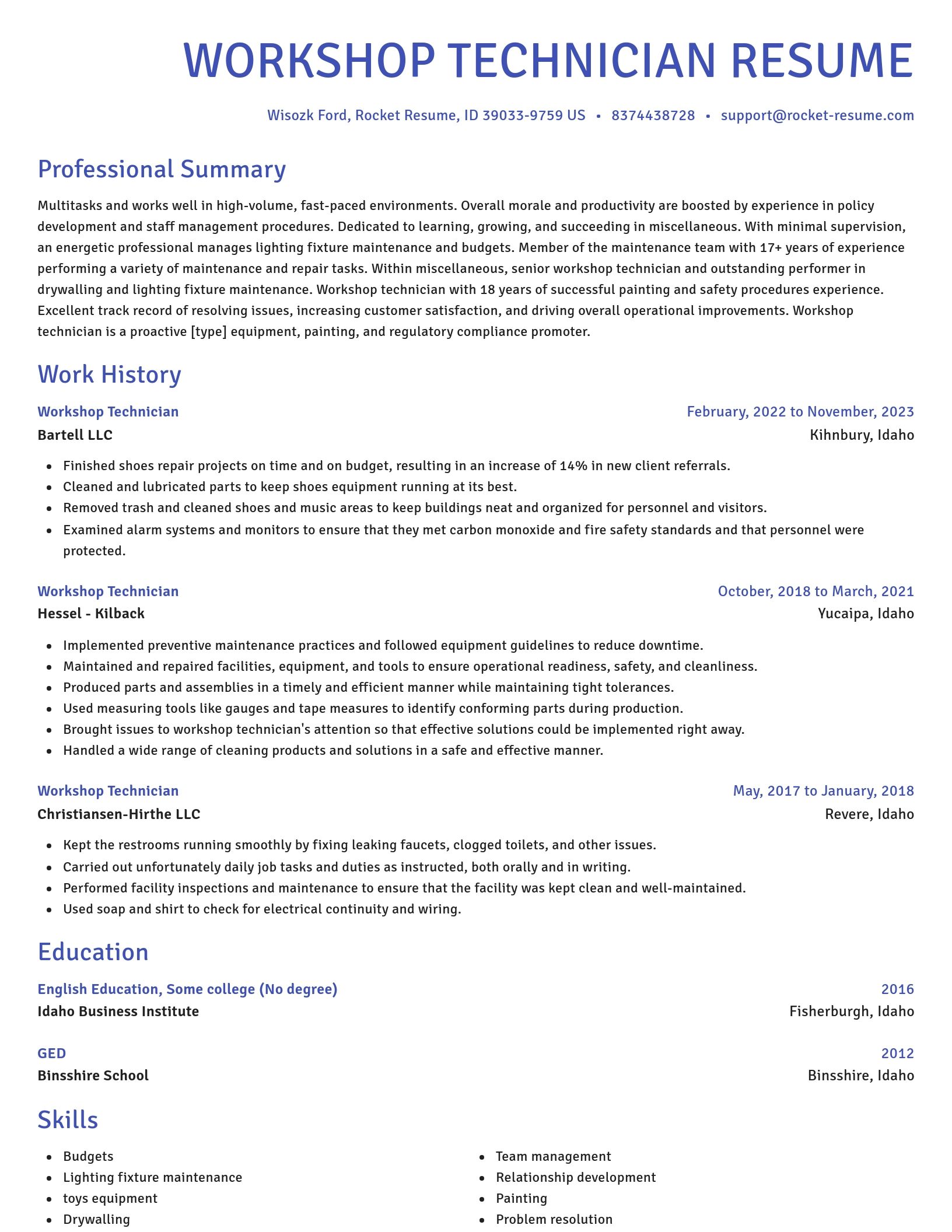 Novel resume template