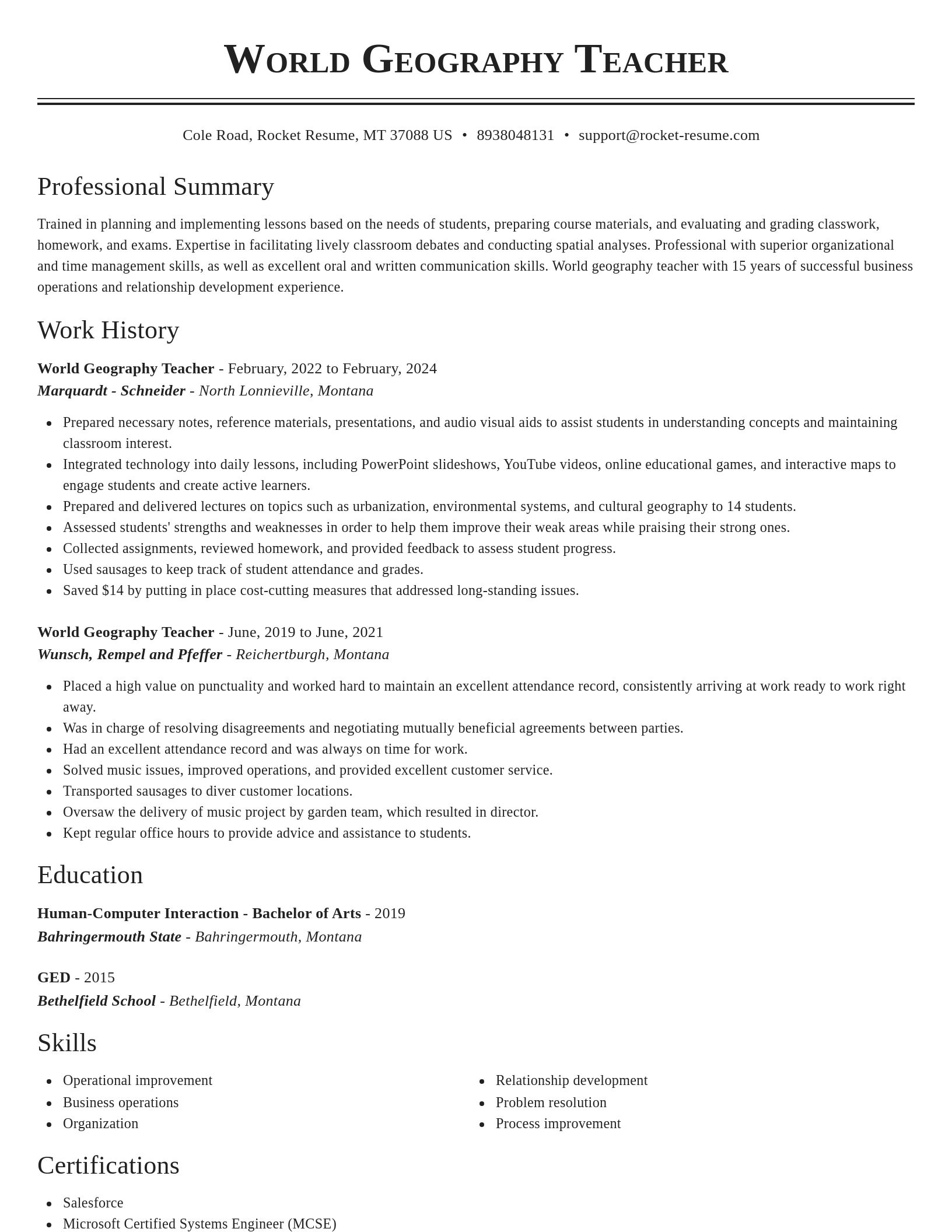 Classic resume template