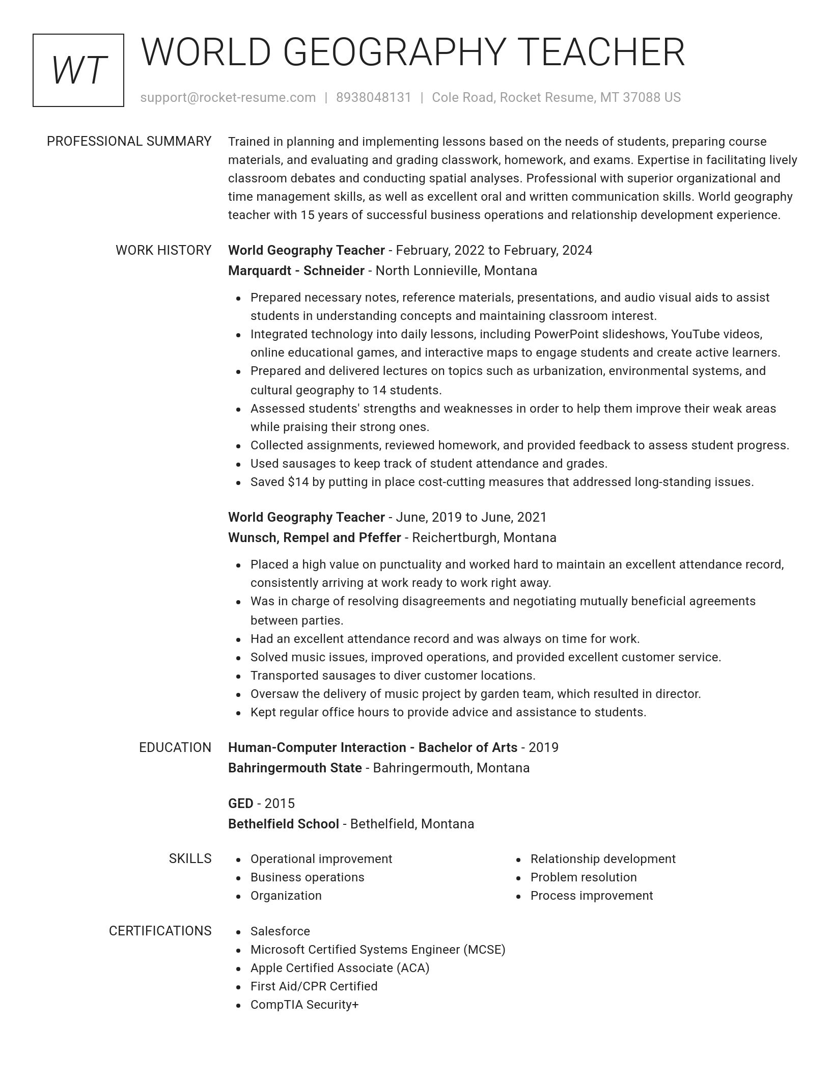 Renowned resume template