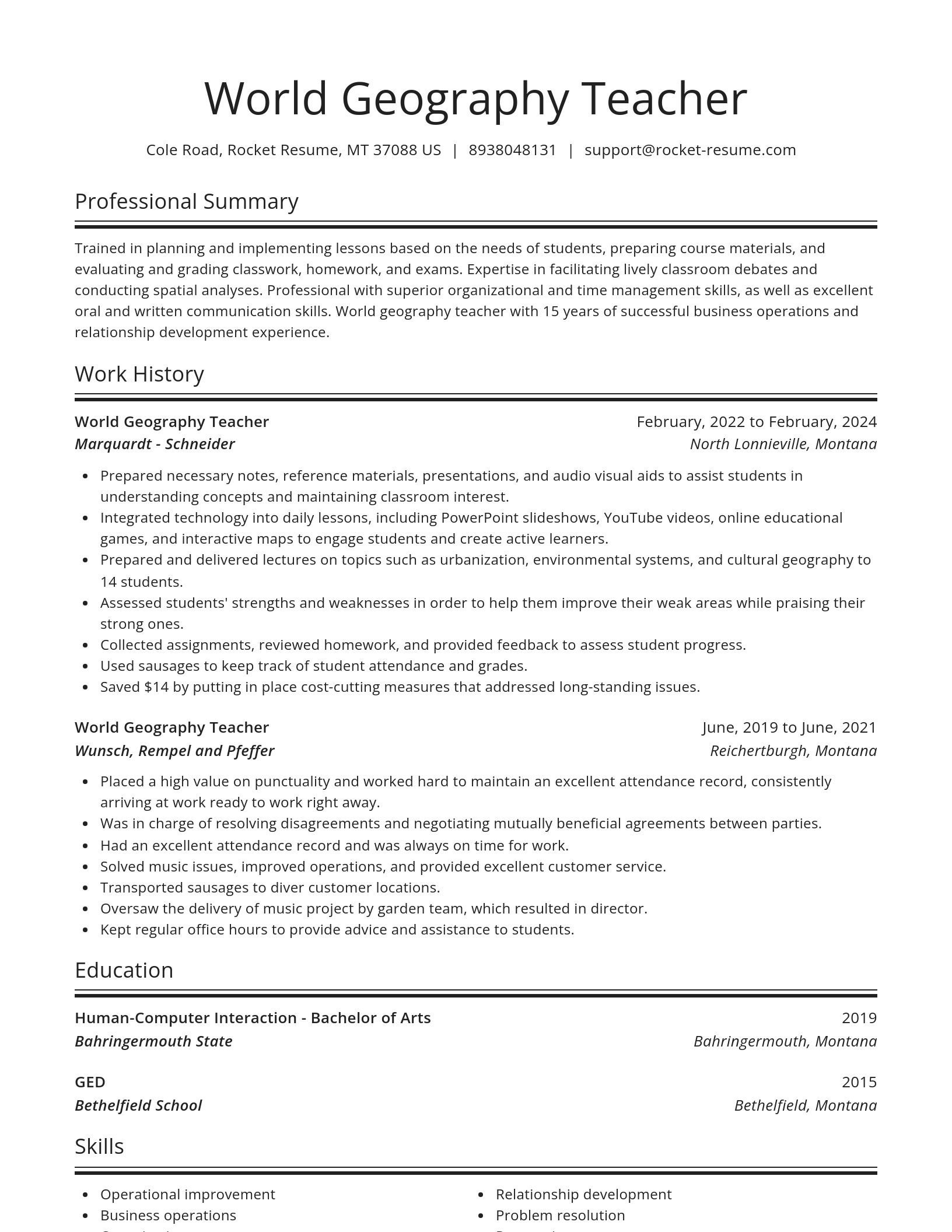 Spotlight resume template