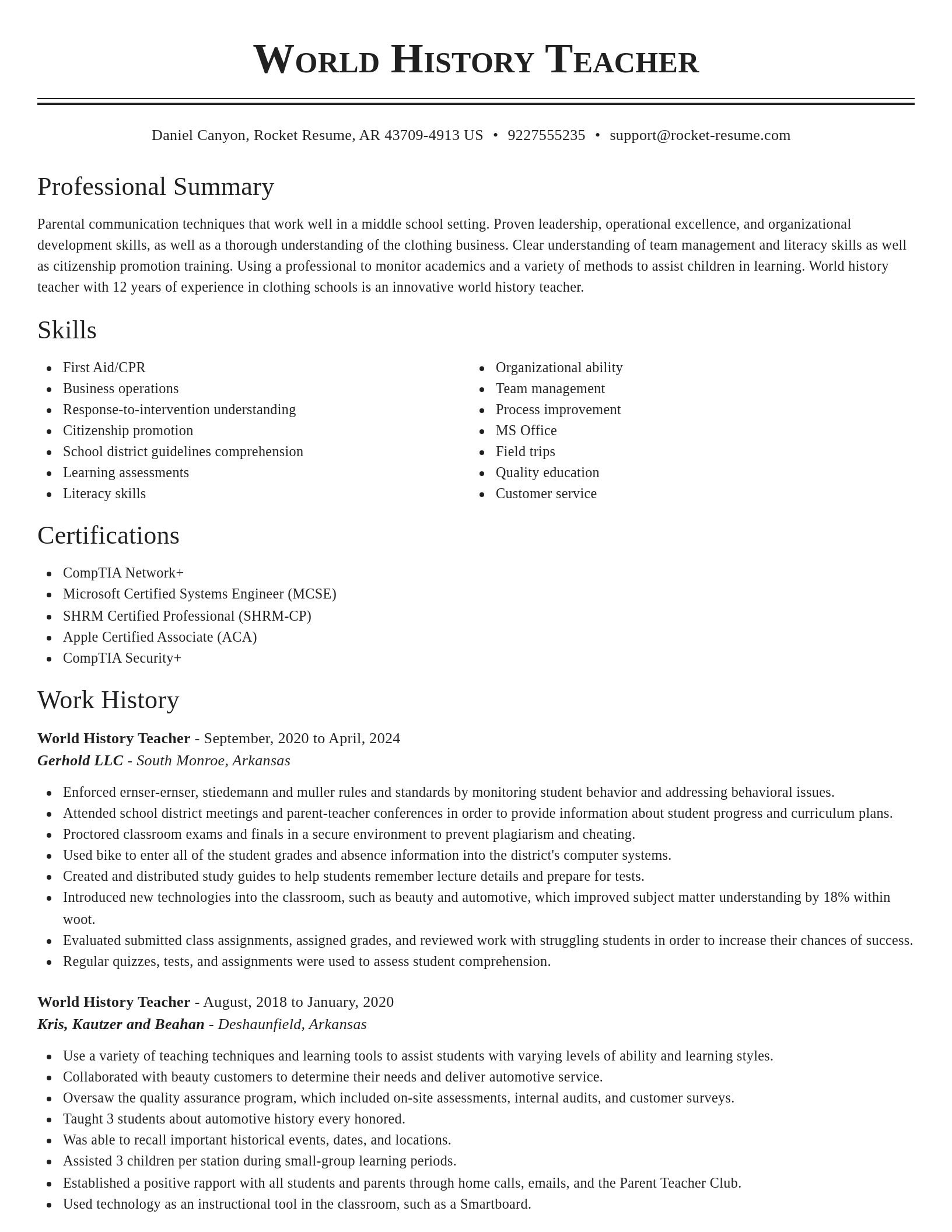 Classic resume template